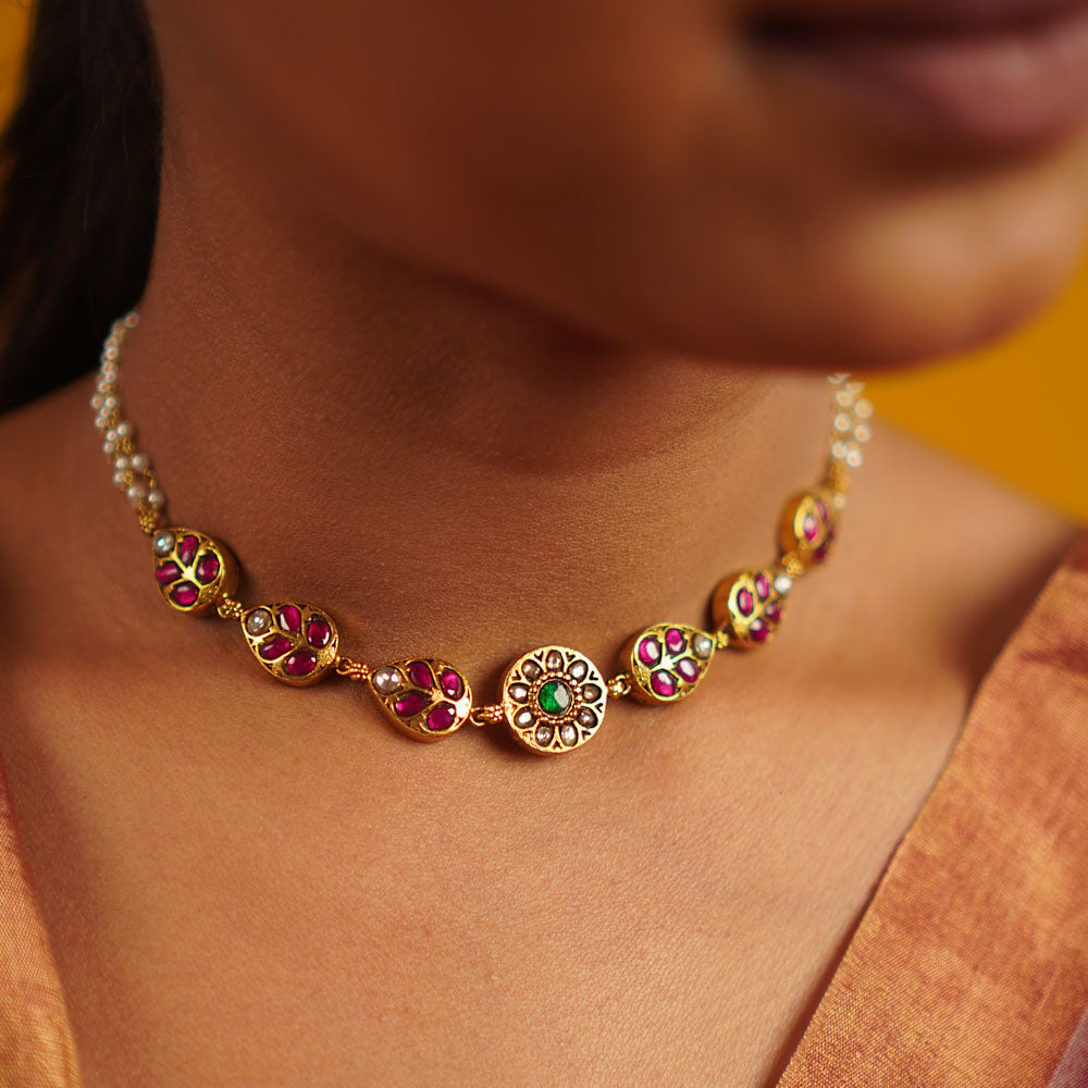 Poppy Necklace in 92.5 silver Kundan jewellery Chennai