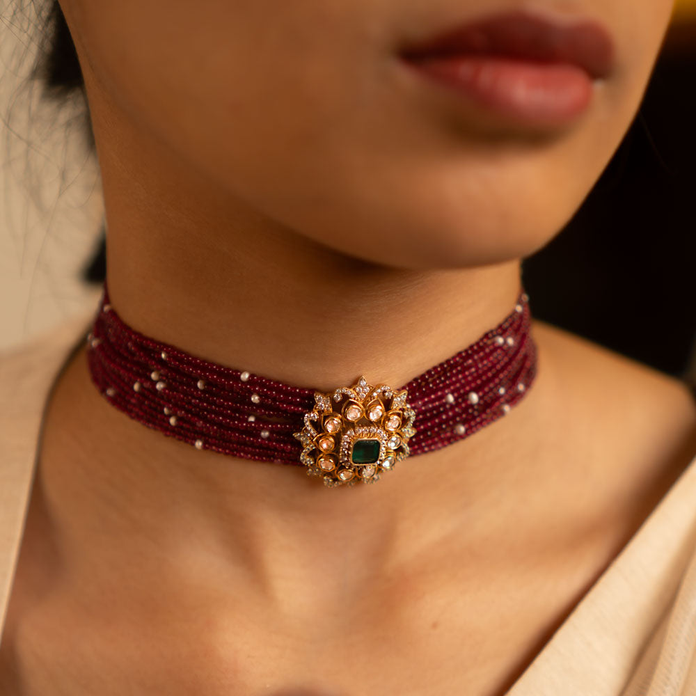 92.5 Sterling Silver Prisha choker Gold Plated