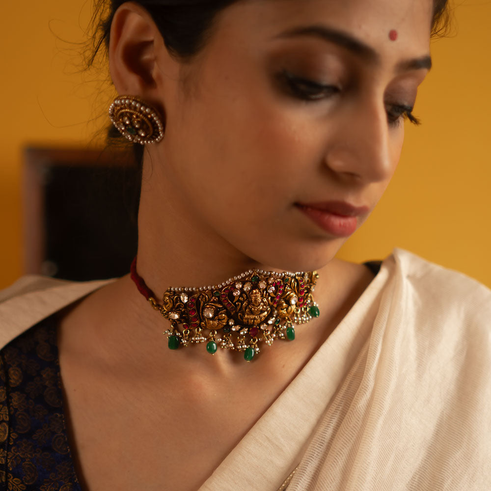 92.5 Sterling Silver Quishi choker Gold Plated