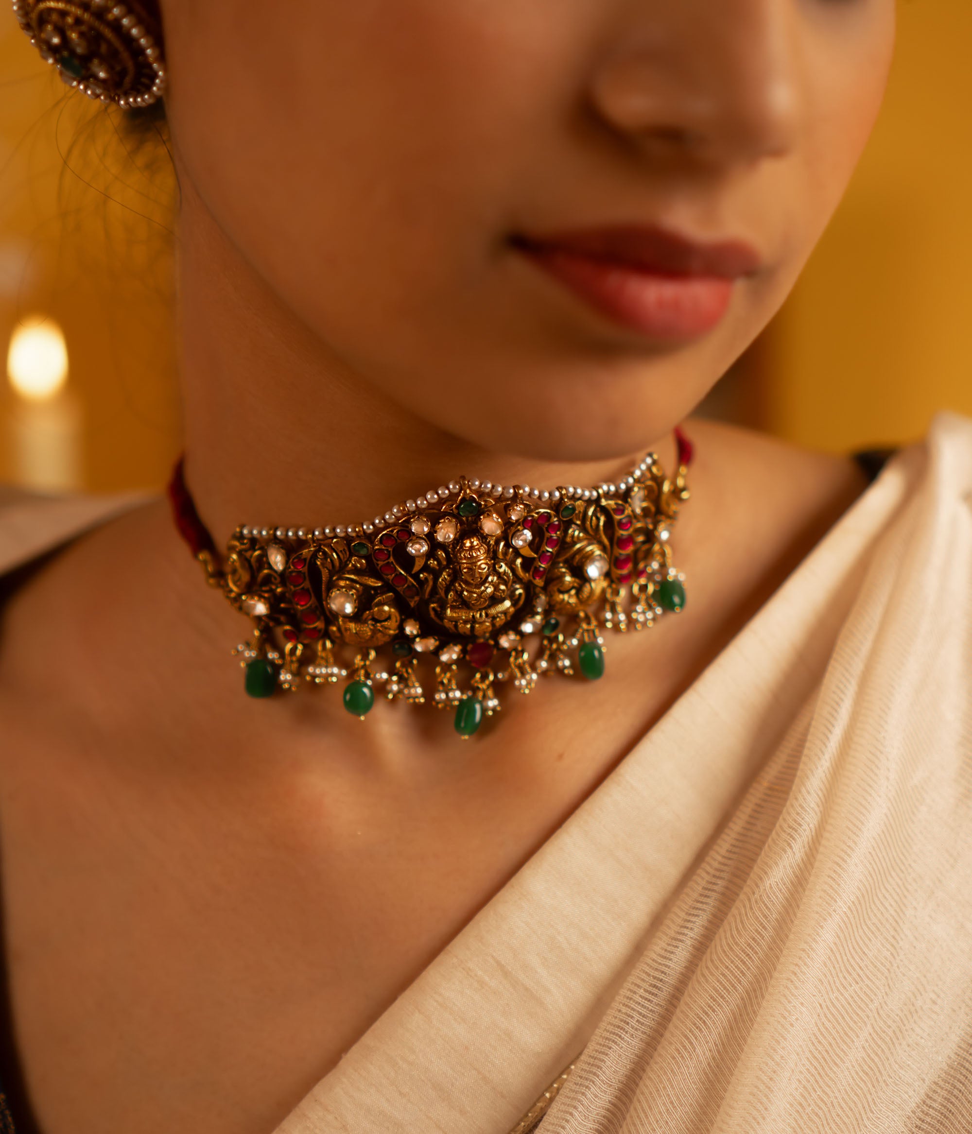 Bridal Silver Kundan Choker Necklace Quishi in Chennai