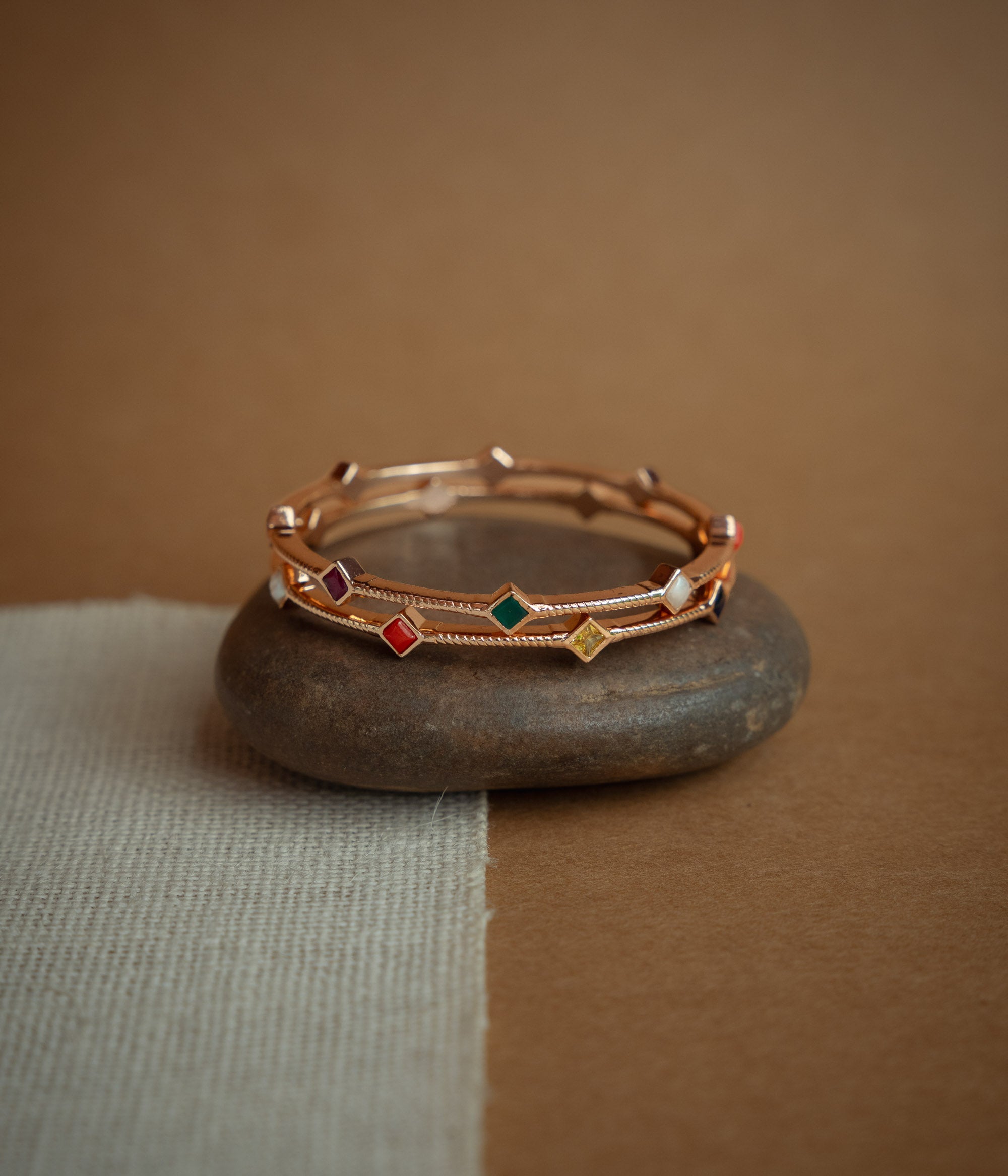 Silver navaratna stone bangle handcrafted in Chennai