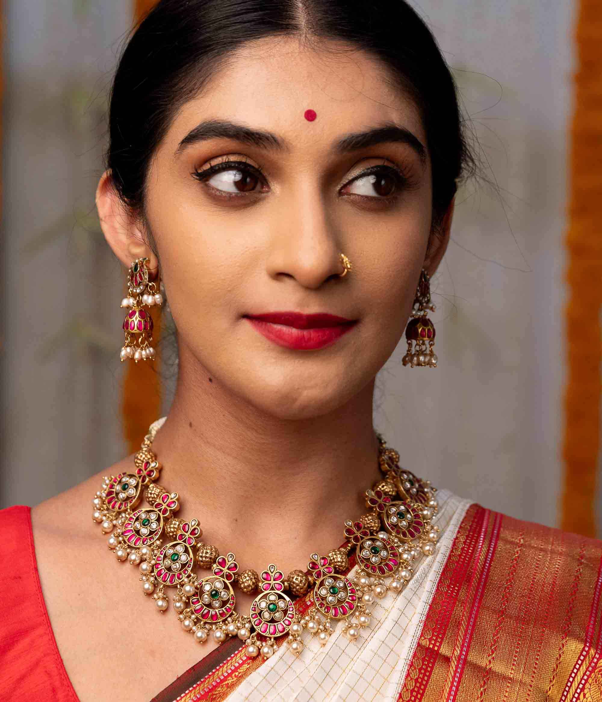 Handmade Silver Kundan Necklace with Pearls – Ranga Design