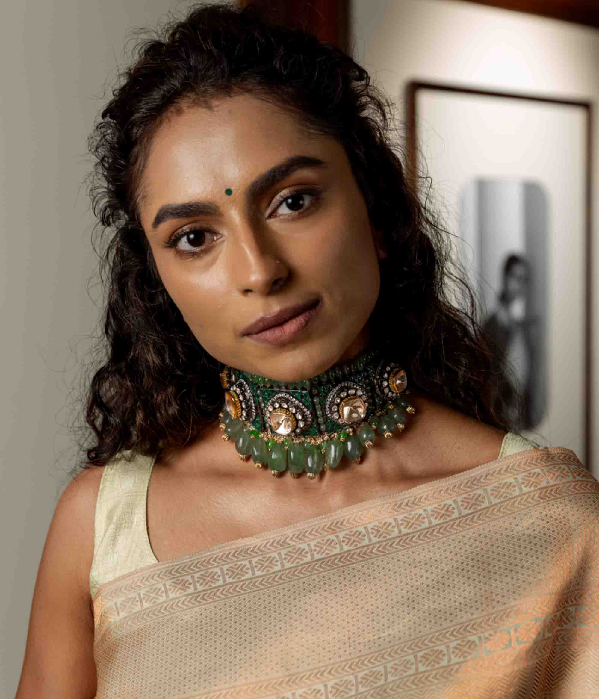 Rivi Grandeur Green Kundan Victorian Choker