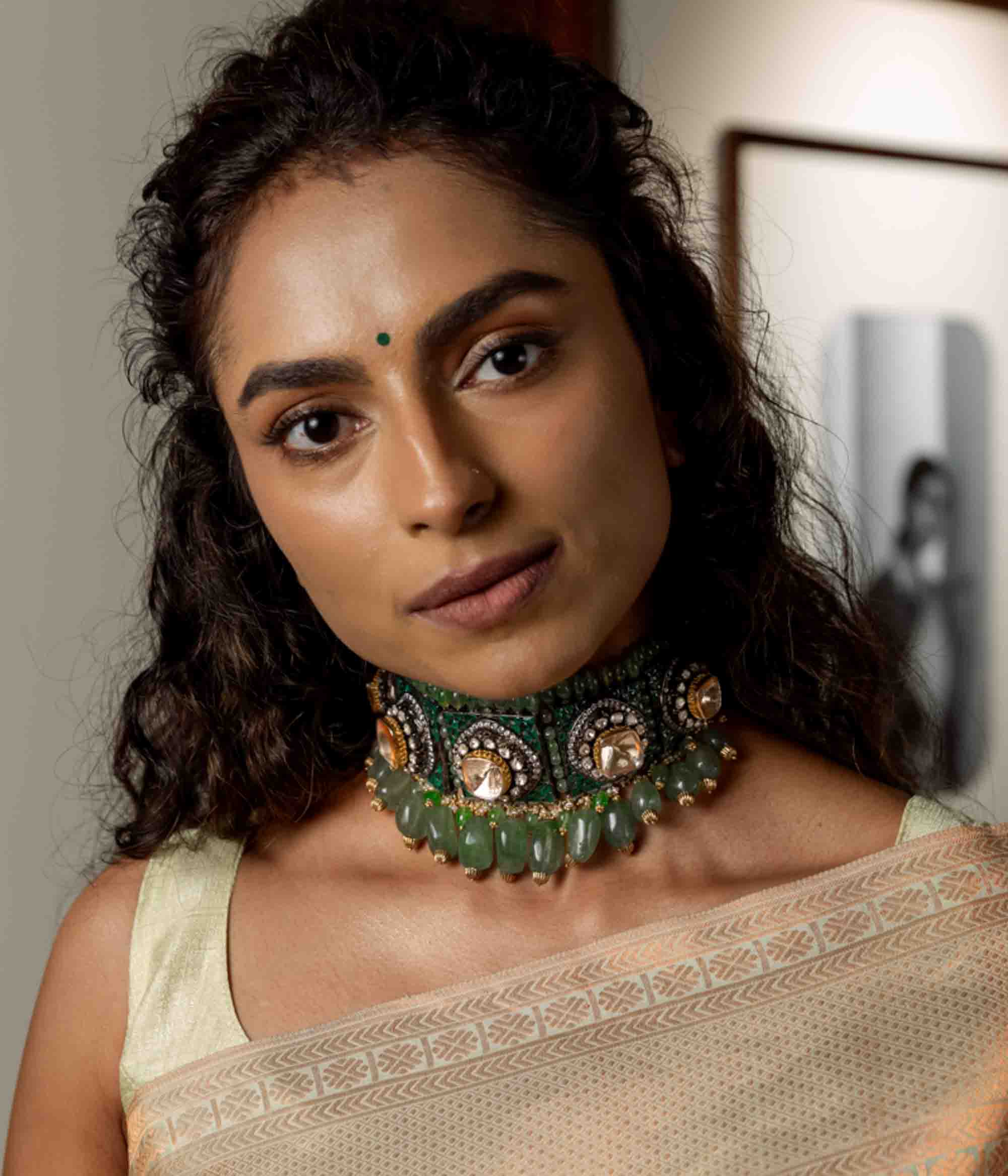 Rivi Grandeur Green Kundan Victorian Choker