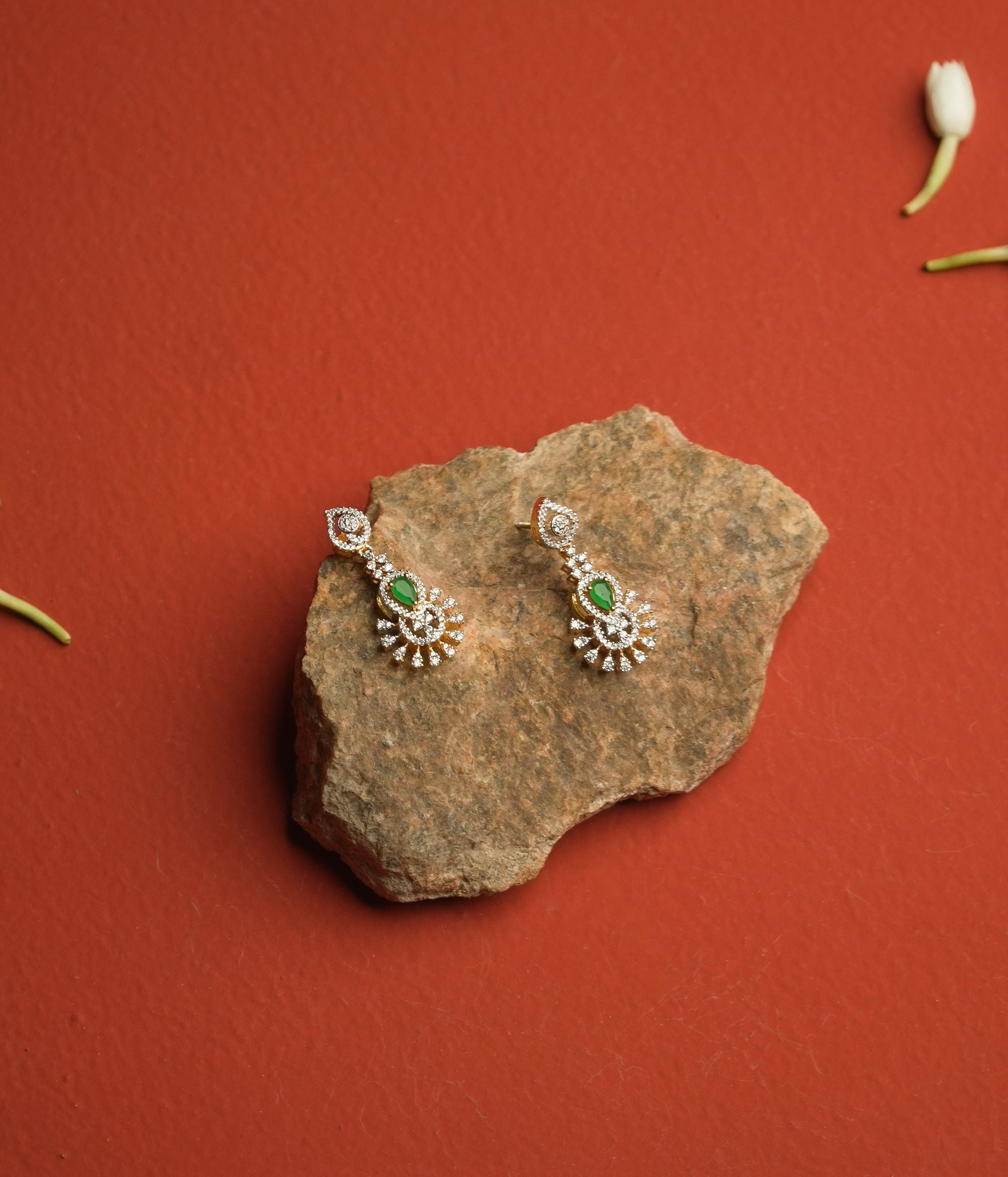 Faerie leaf drop earrings, 925 silver