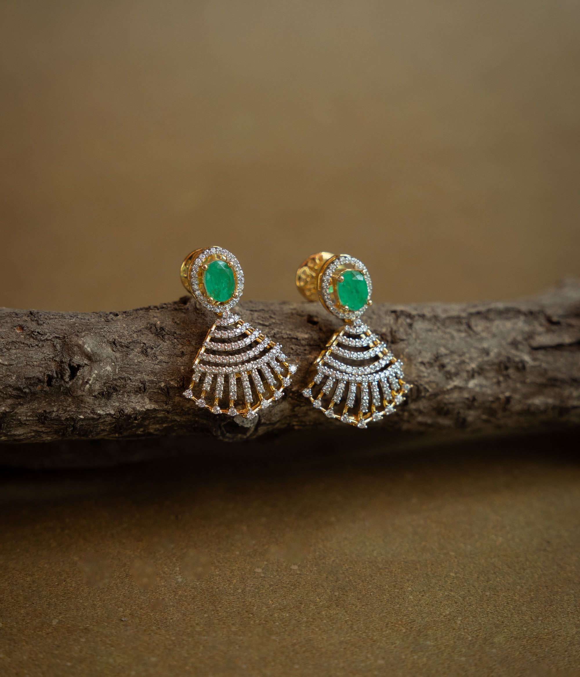 Green CZ sprite song earrings