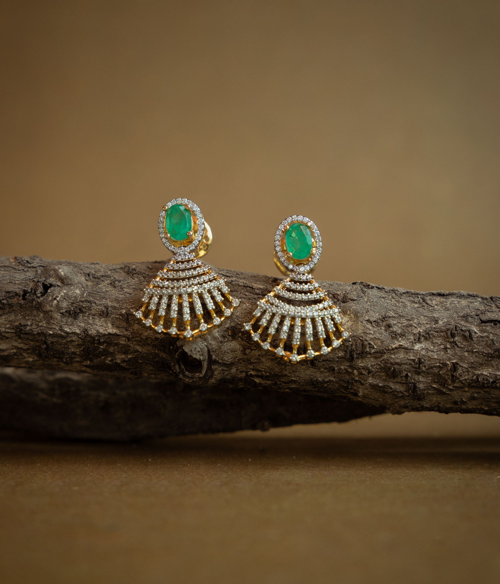 Green CZ sprite song earrings