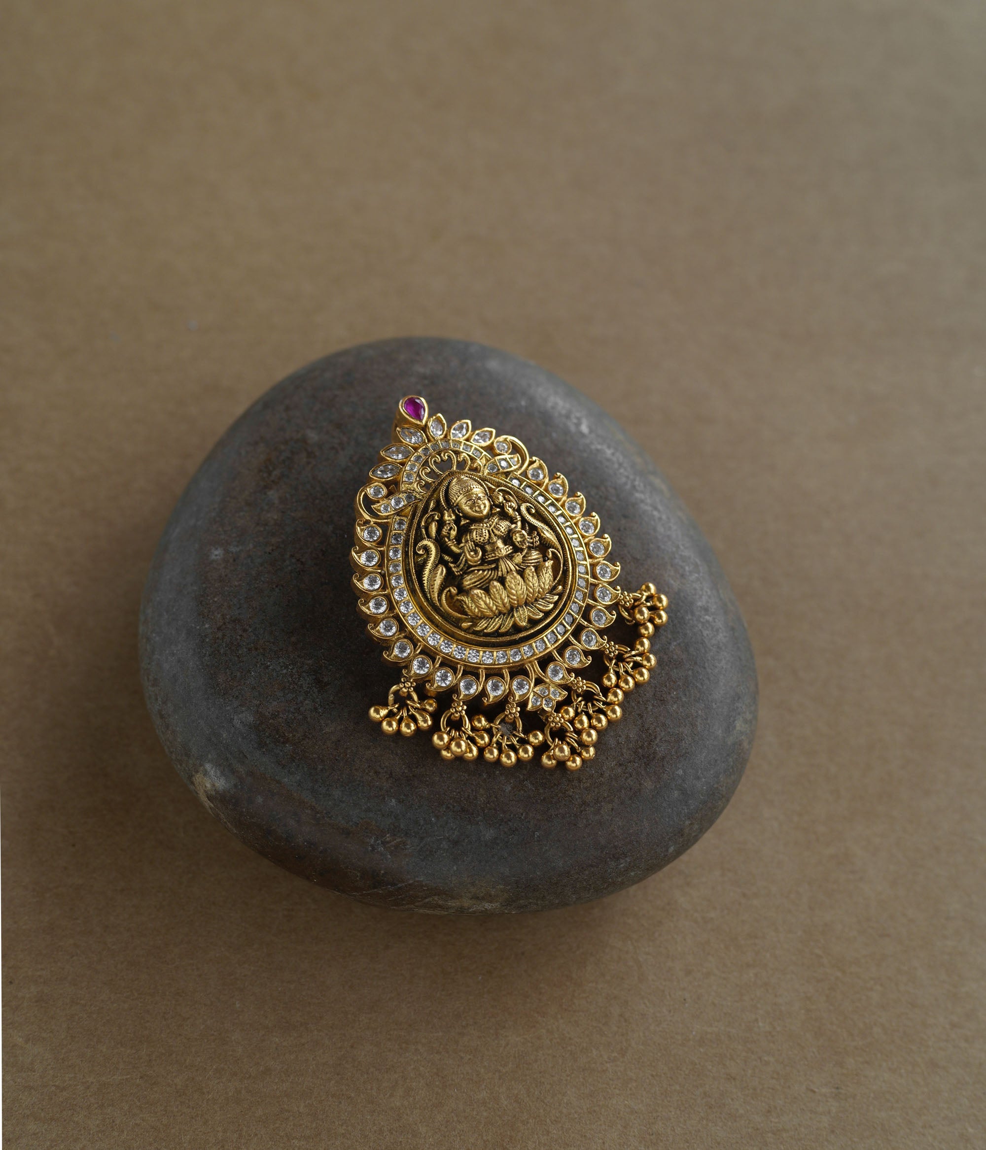 92.5 sterling silver Lakshmi dollar with Swarovski stones