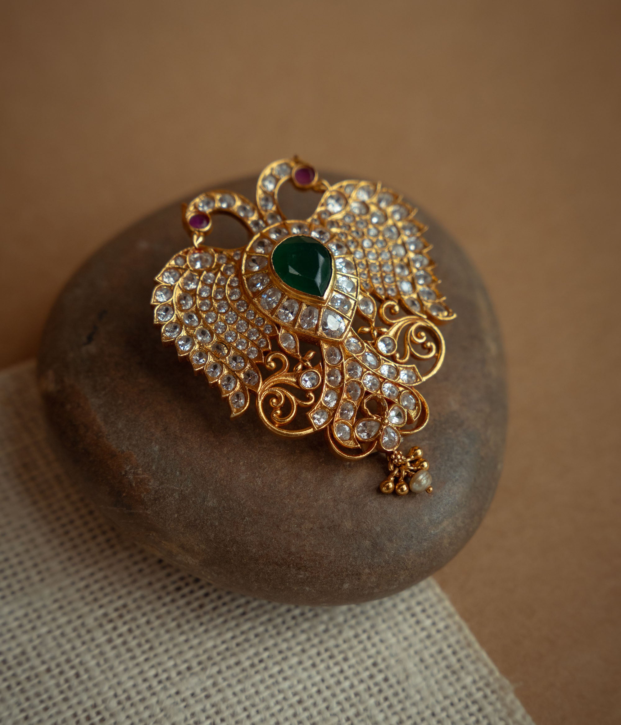 Green, red, Swarovski firefly pendant