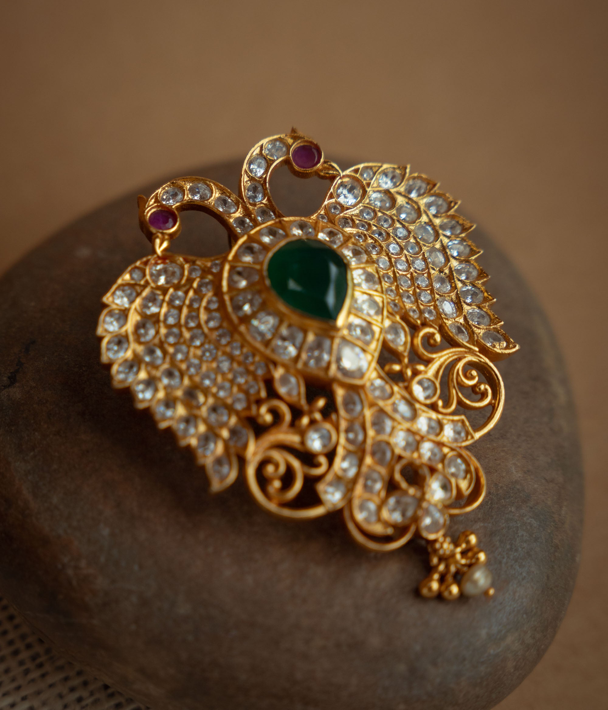 Green, red, Swarovski firefly pendant