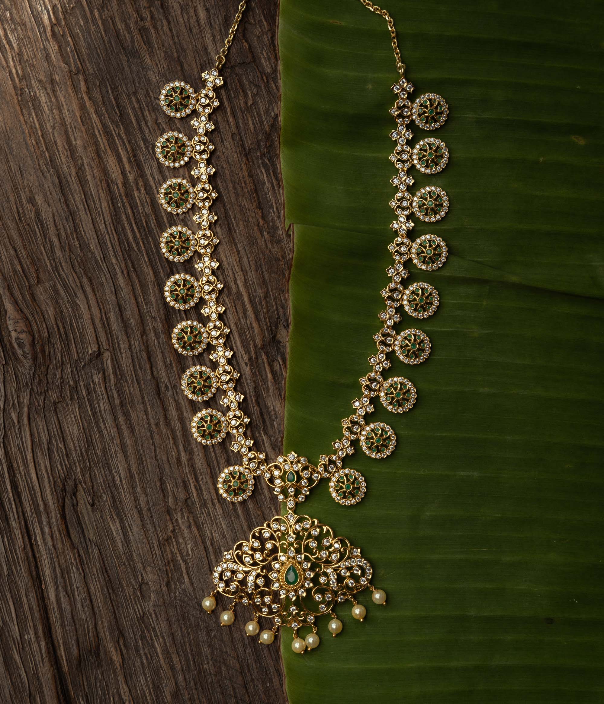 Green Swarovski pearl fantasy necklace