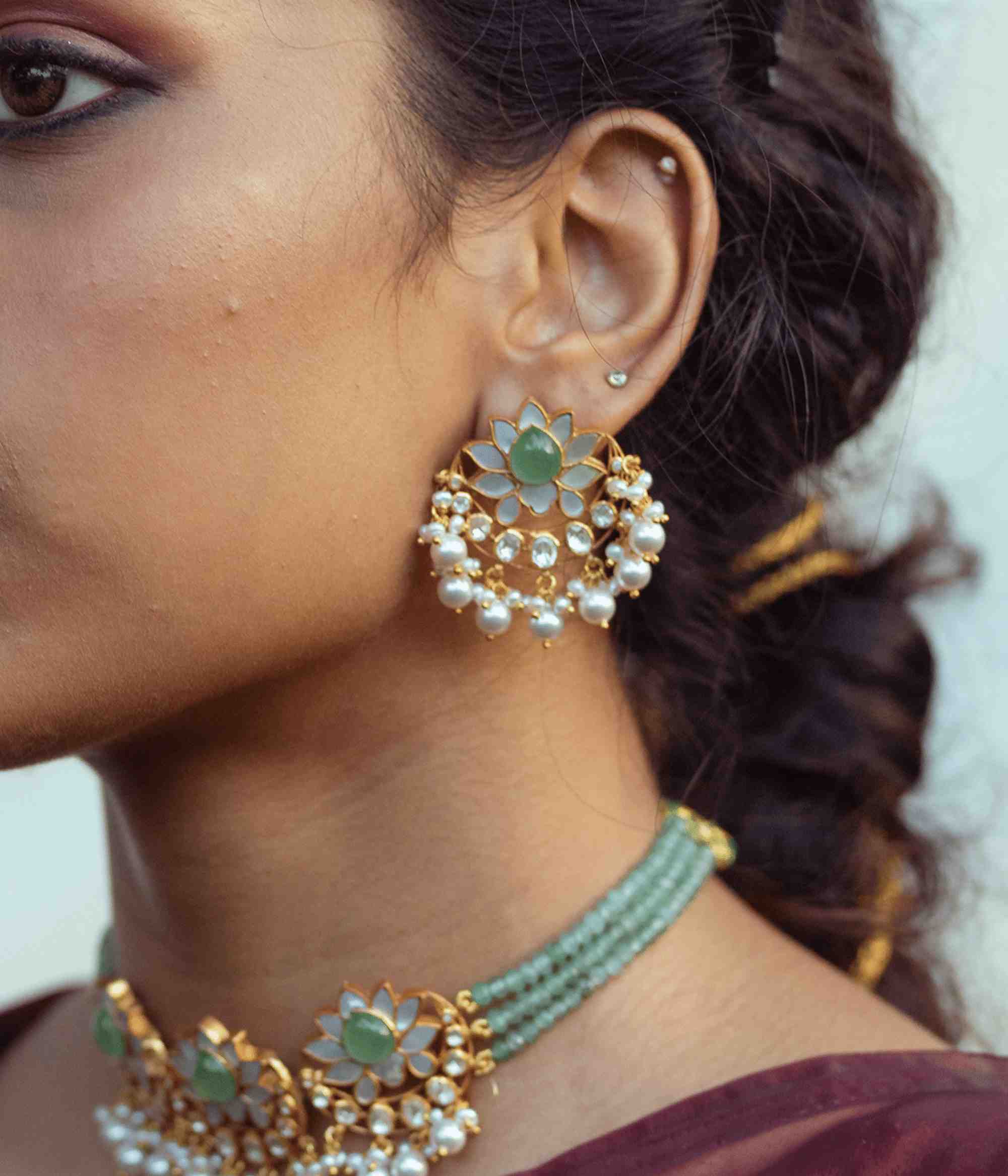 Saaka Mother Of Pearl And Jade Earrings