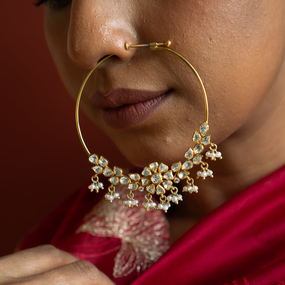 92.5 Sterling Silver Saba Nose Ring Gold Plated
