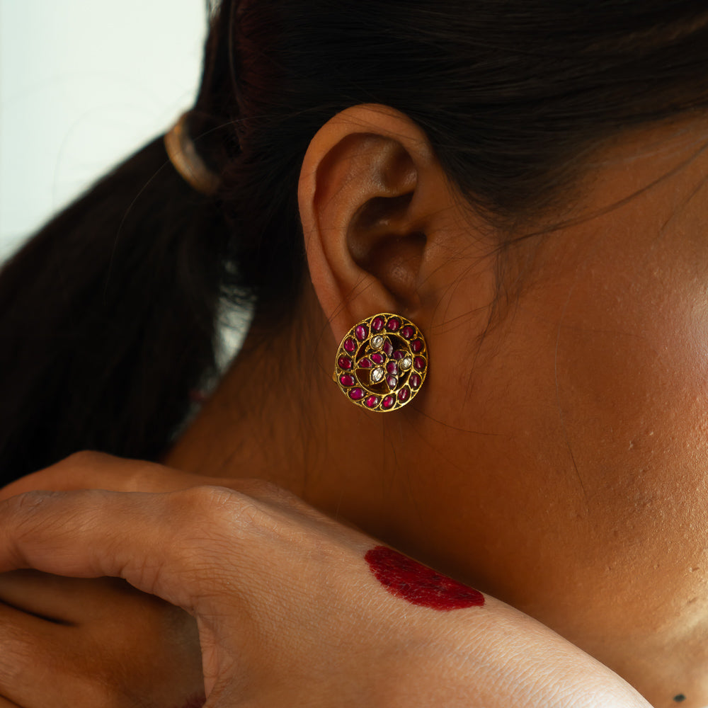 92.5 Sterling Silver Sampati Earrings Gold Plated