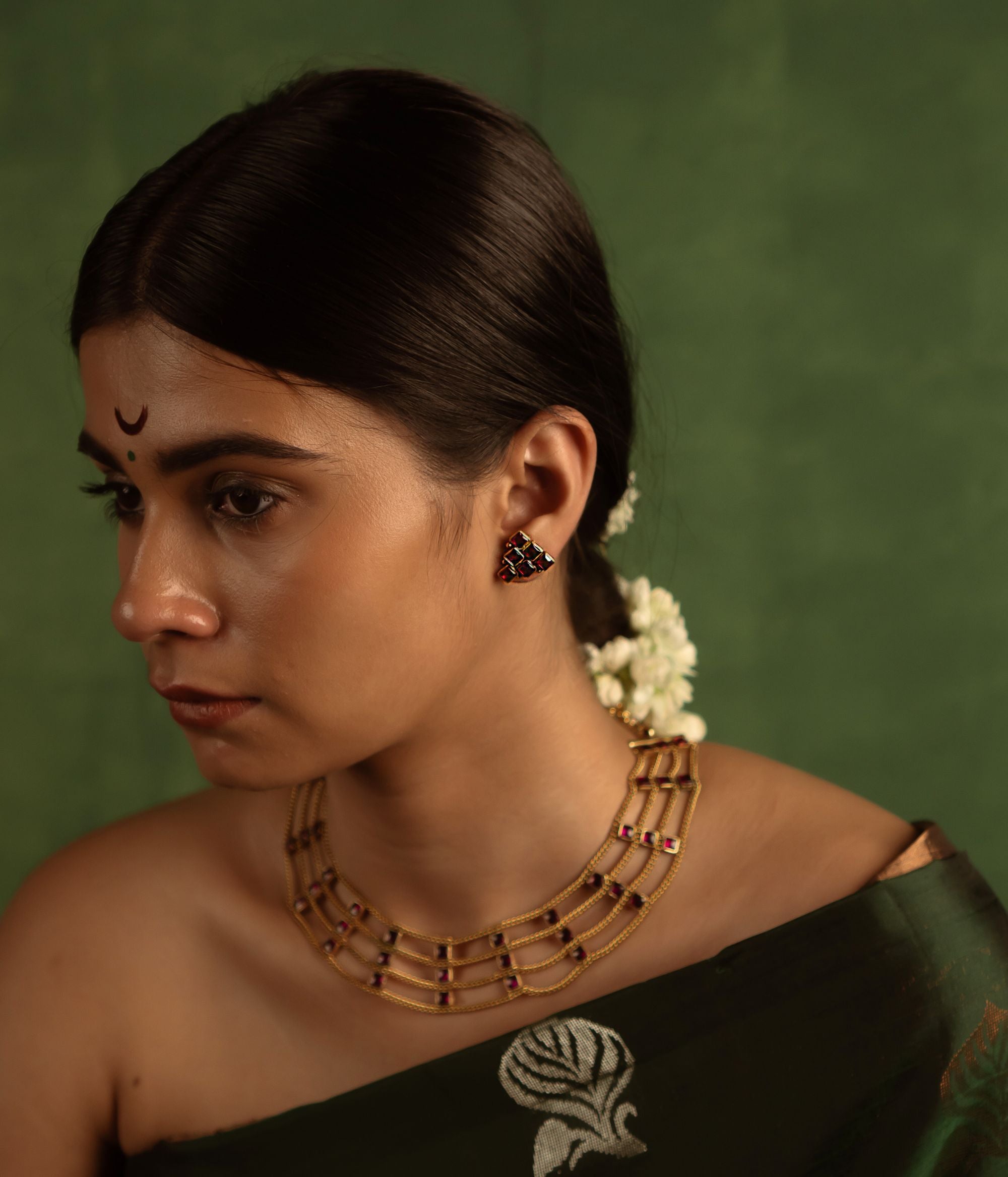 Push Type Silver Kundan Earrings for Women in Chennai