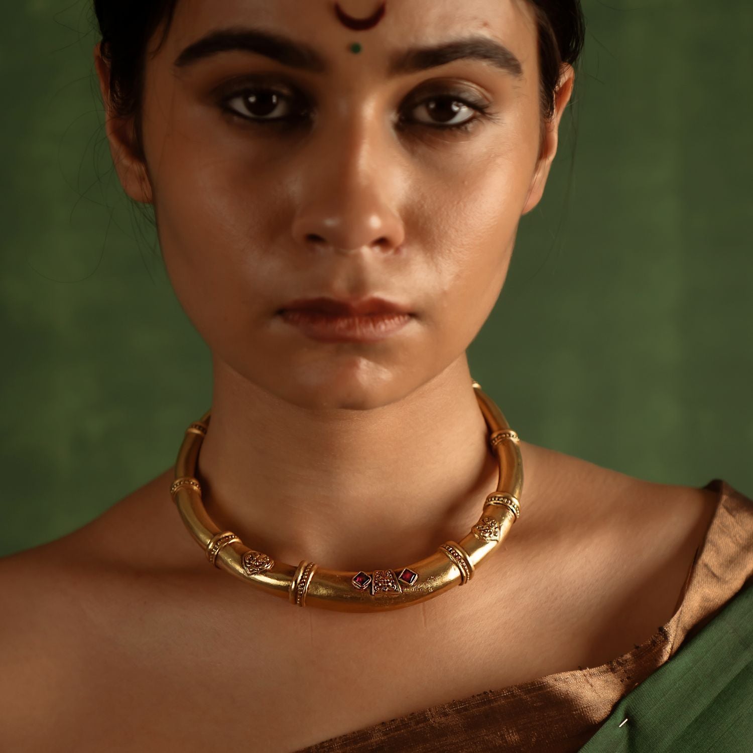 Tribal elegance reimagined! The Shaleena necklace (gold-plated silver) exudes timeless beauty across three delicate layers, offering effortless grace for the modern woman.