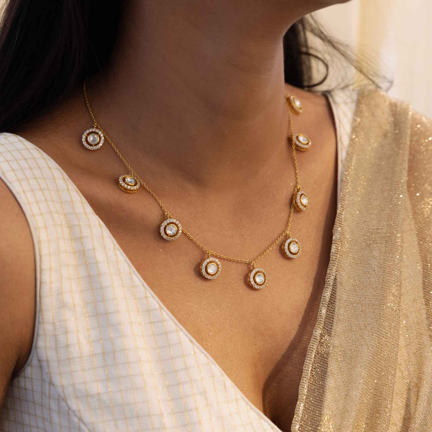 Sia Beautiful Round Moissonite Chain