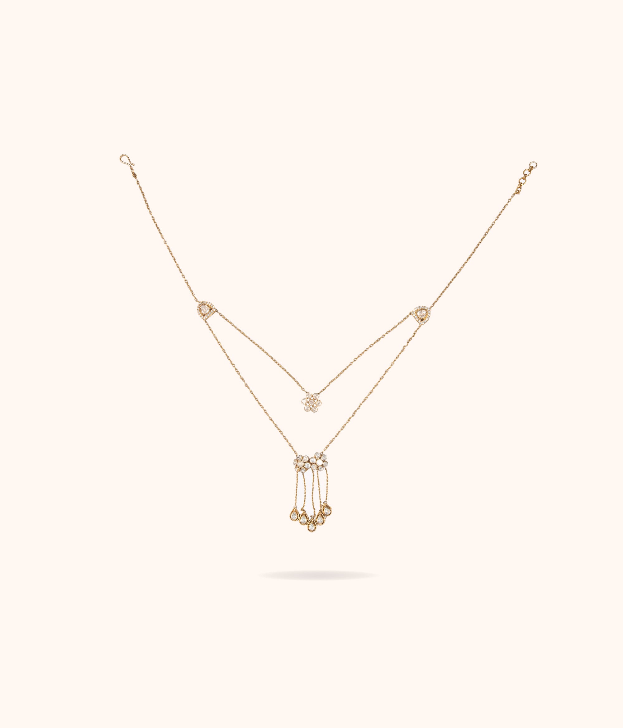 92.5 Sterling Silver Sia Elegant Two line Moissanite Minimal Pendant Chain Gold Plated
