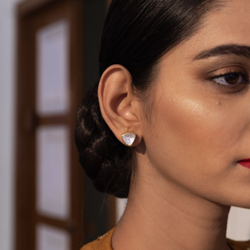 92.5 Sterling Silver Sia Triangle Earrings Gold Plated