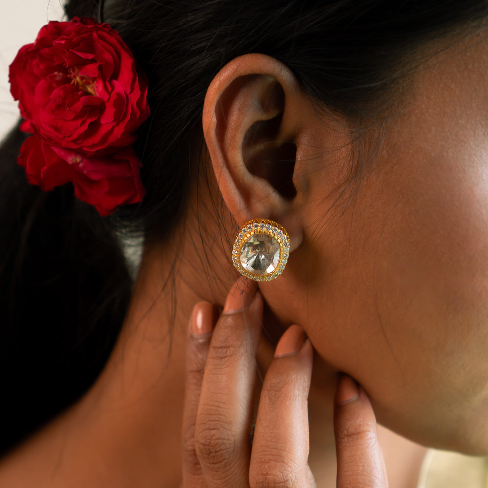 92.5 Sterling Silver Soha Earrings Gold Plated