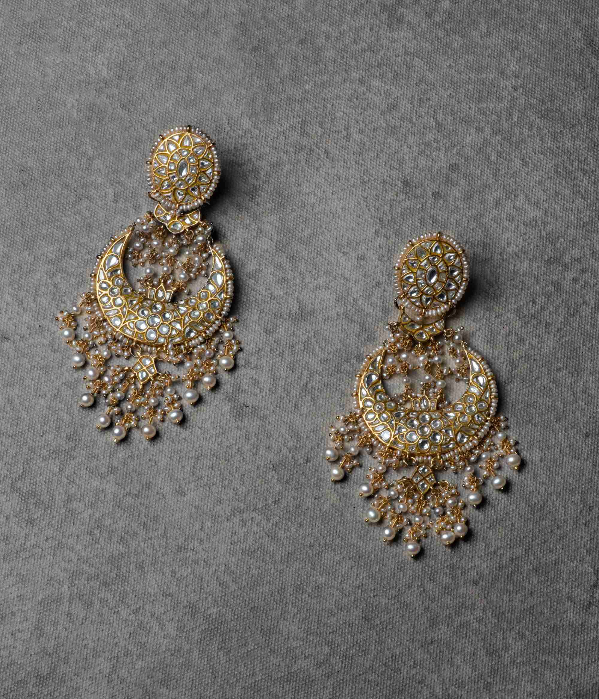 Soka Big Chandbali White Kundan Earrings