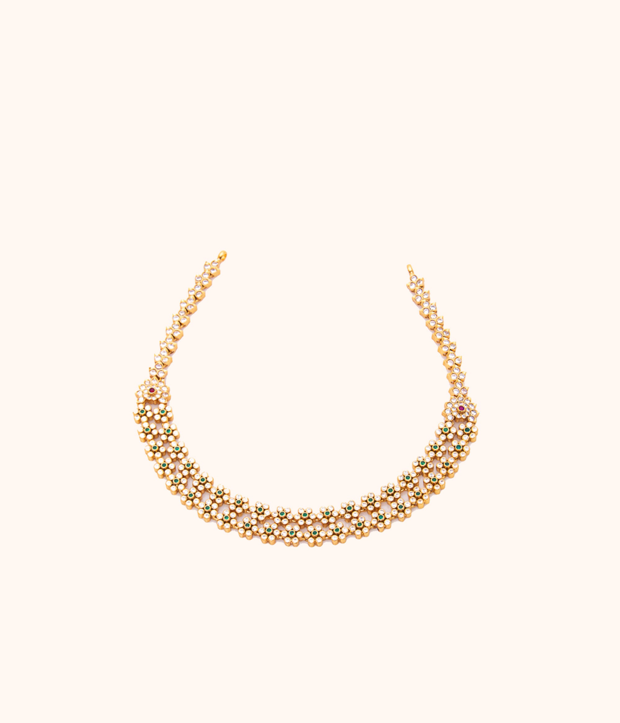 Bridal green stone necklace in 92.5 silver Chennai