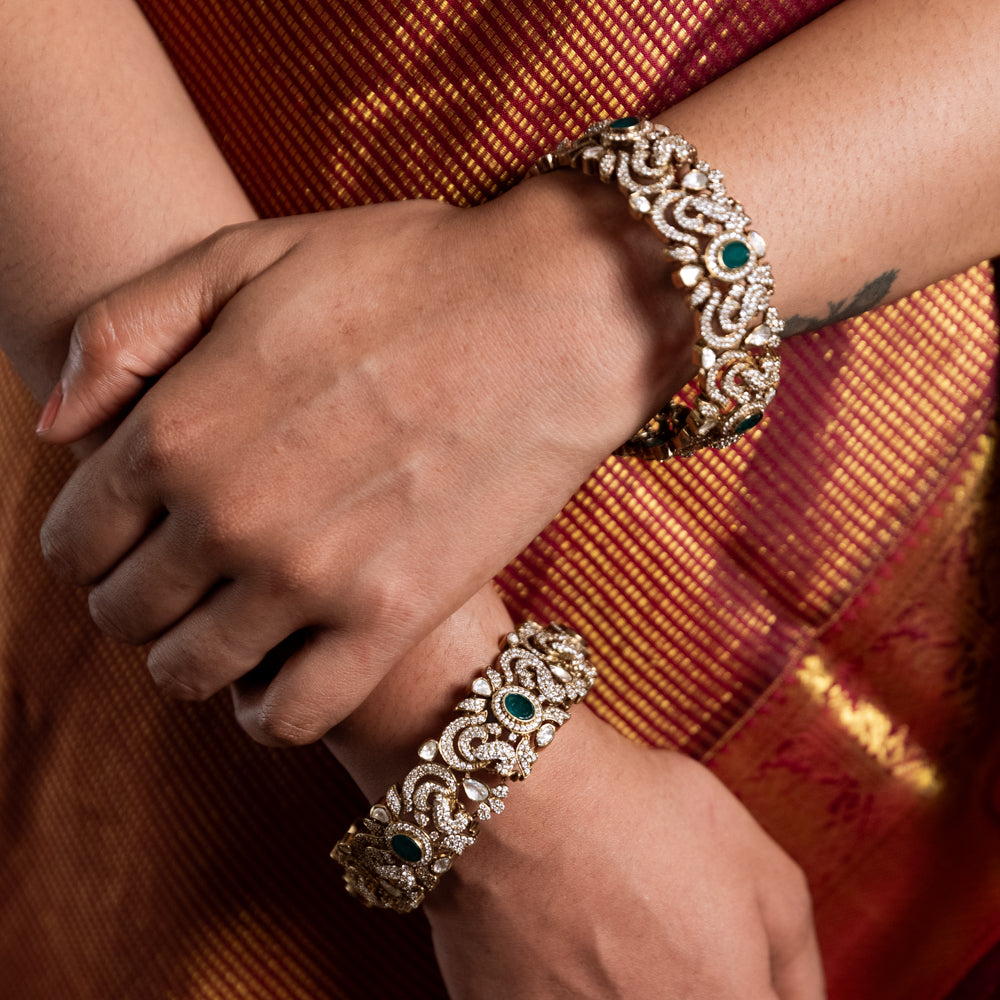 92.5 Sterling Silver Suva Victorian Bangle Gold Plated