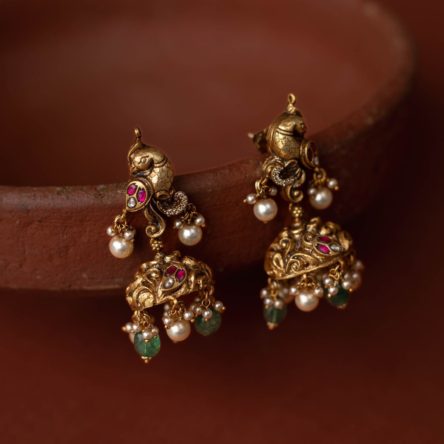 Swaram silver Kundan jhumka earrings handcrafted by DivasMantra Chennai
