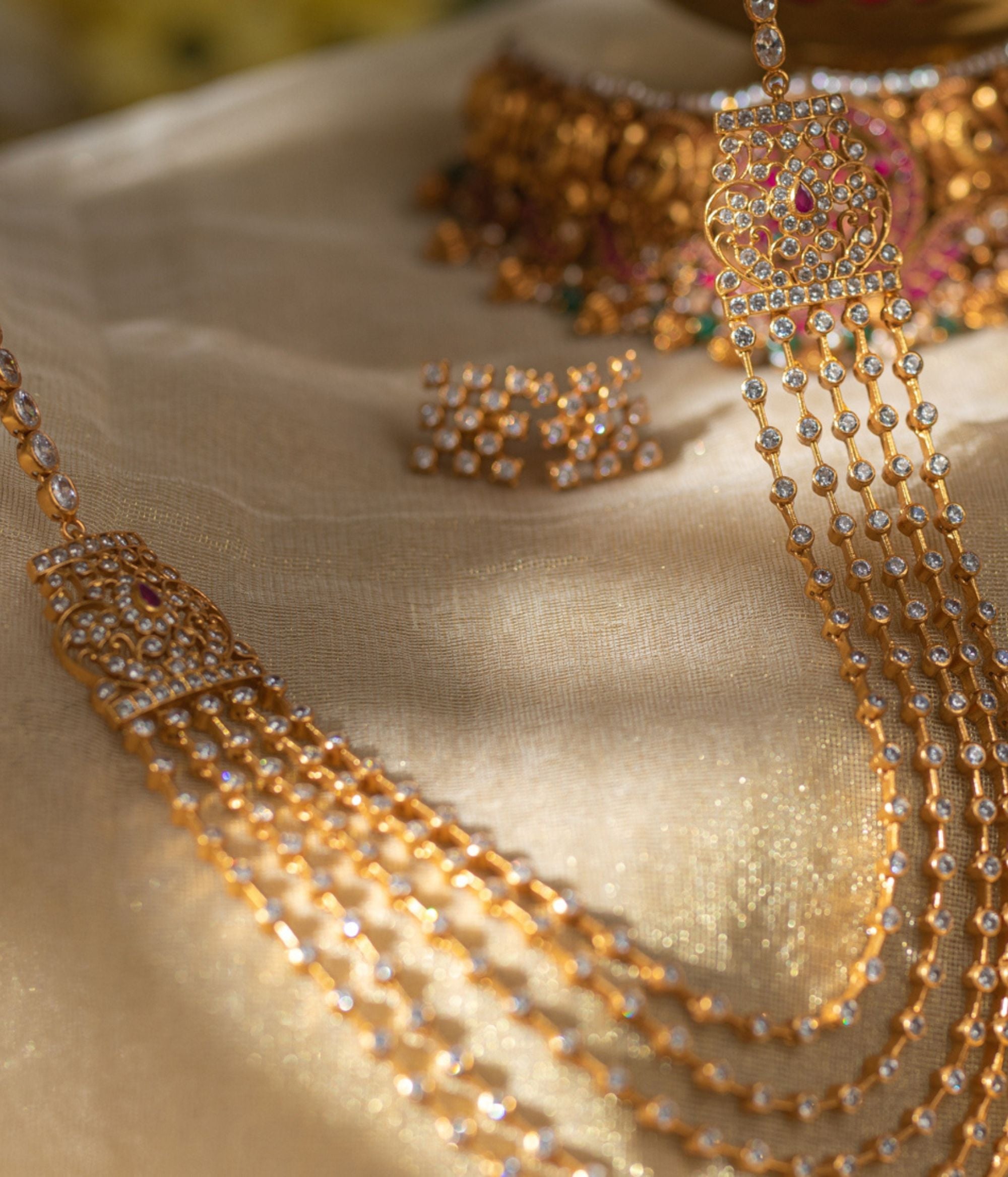 Elegant Taasha necklace with layered CZ stone detailing