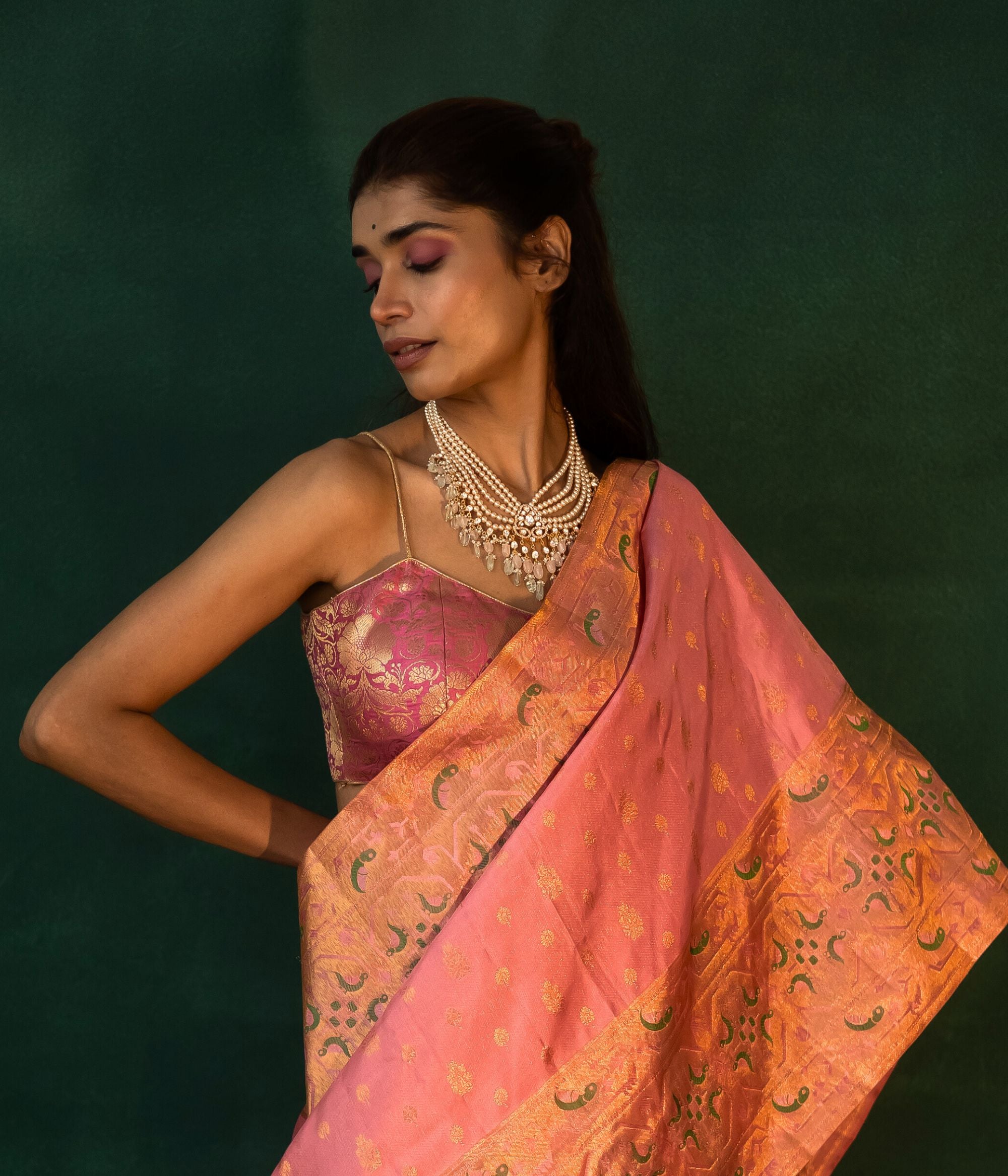 Handcrafted Tamara silver pearl necklace made in Chennai