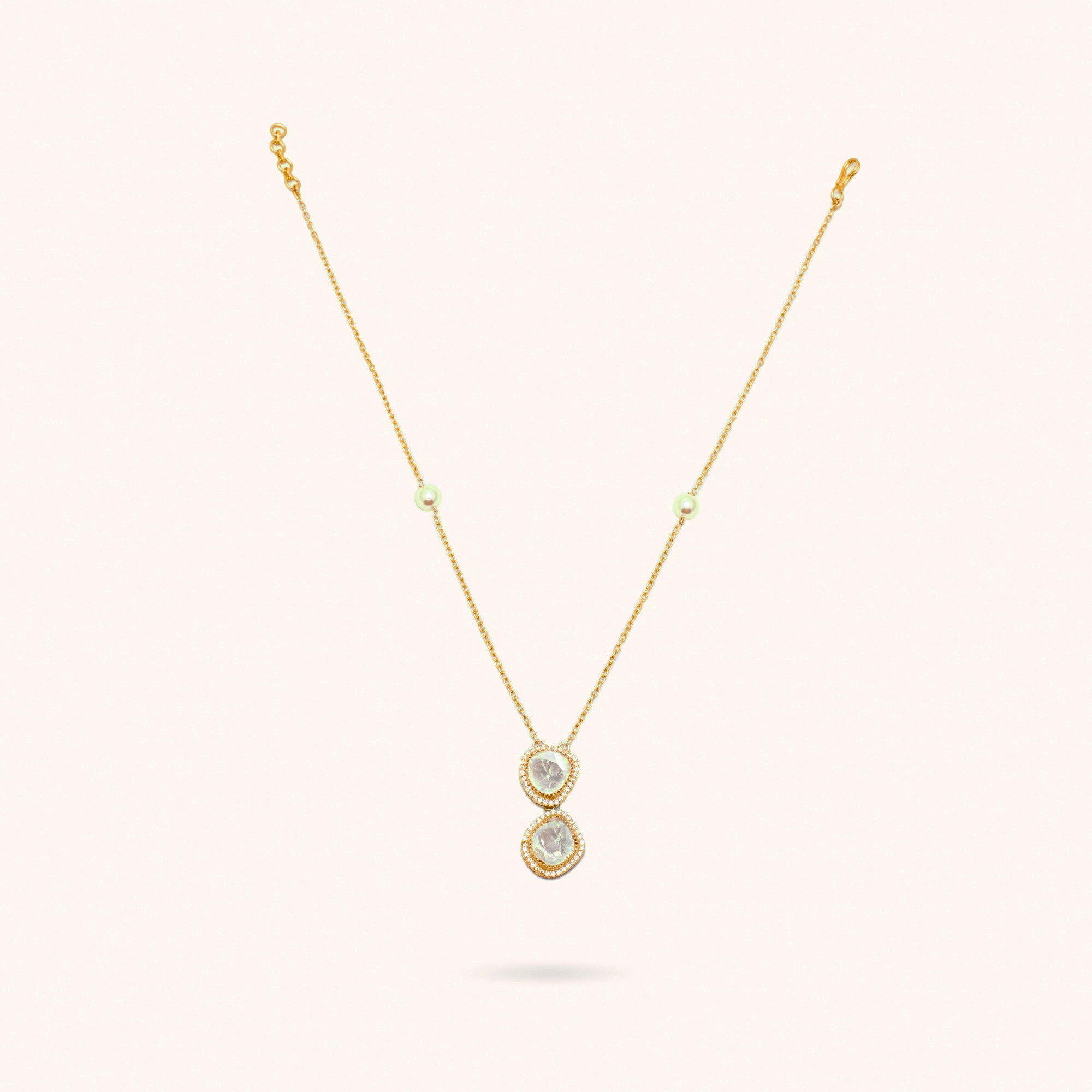 92.5 Sterling Silver Teffa Minimal Pendant with Moissonite Necklace Gold Plated