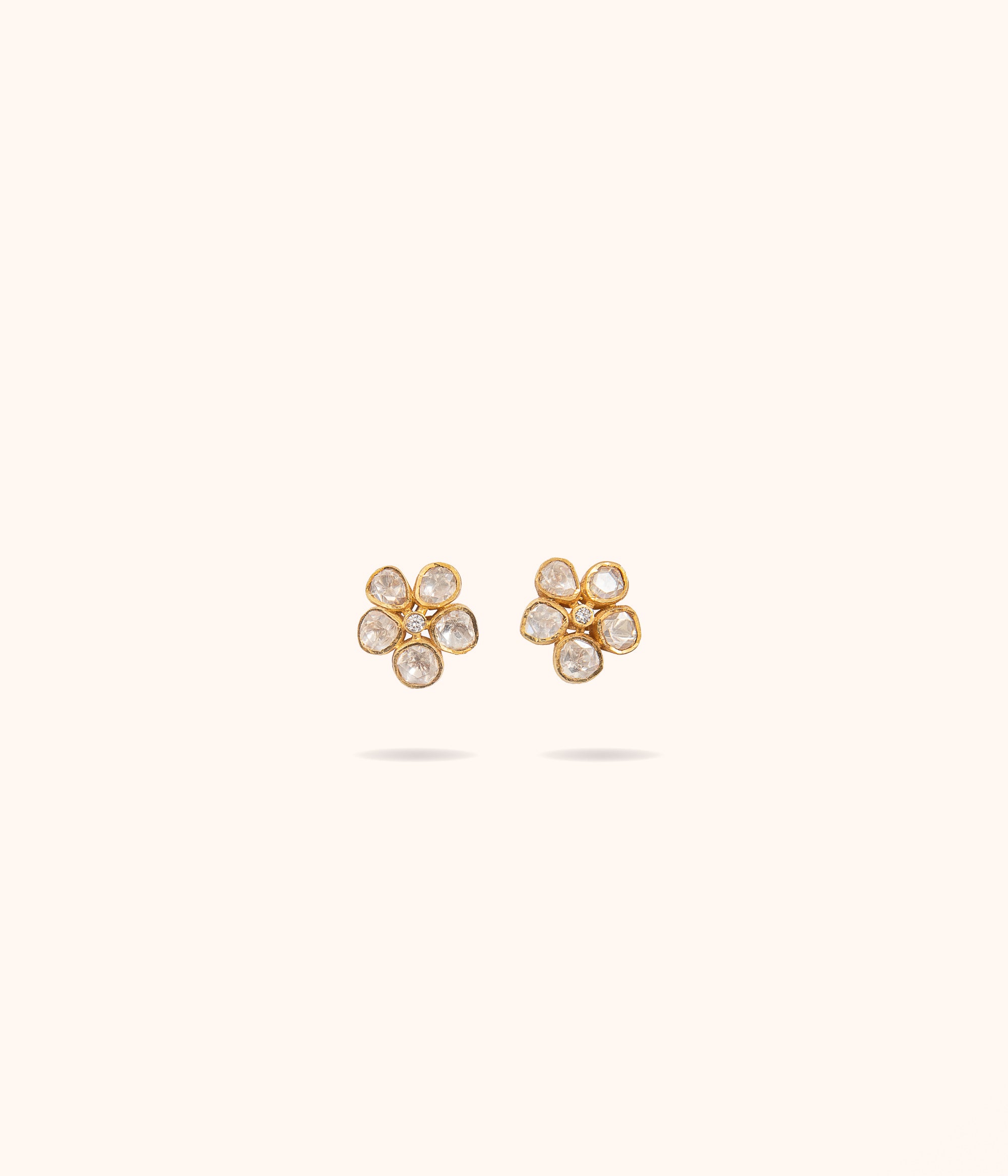 Thiya Cute Flower Moissonite Polki Studs