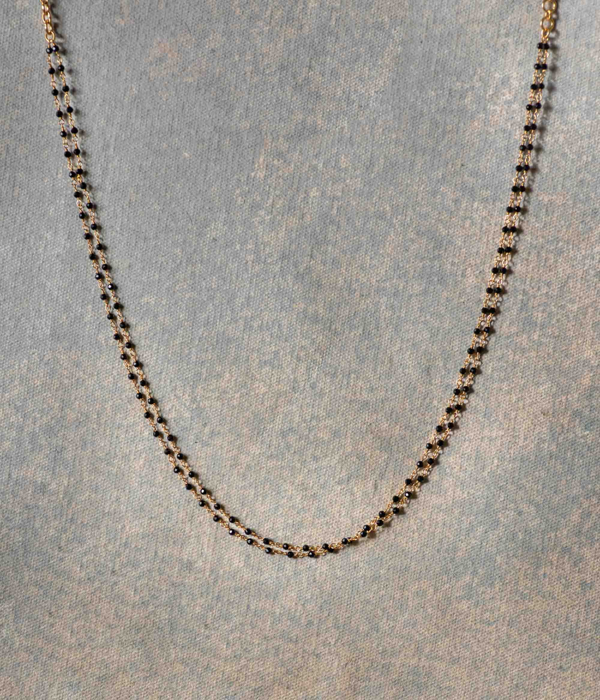 Two Line Black Crystal Bead Chain
