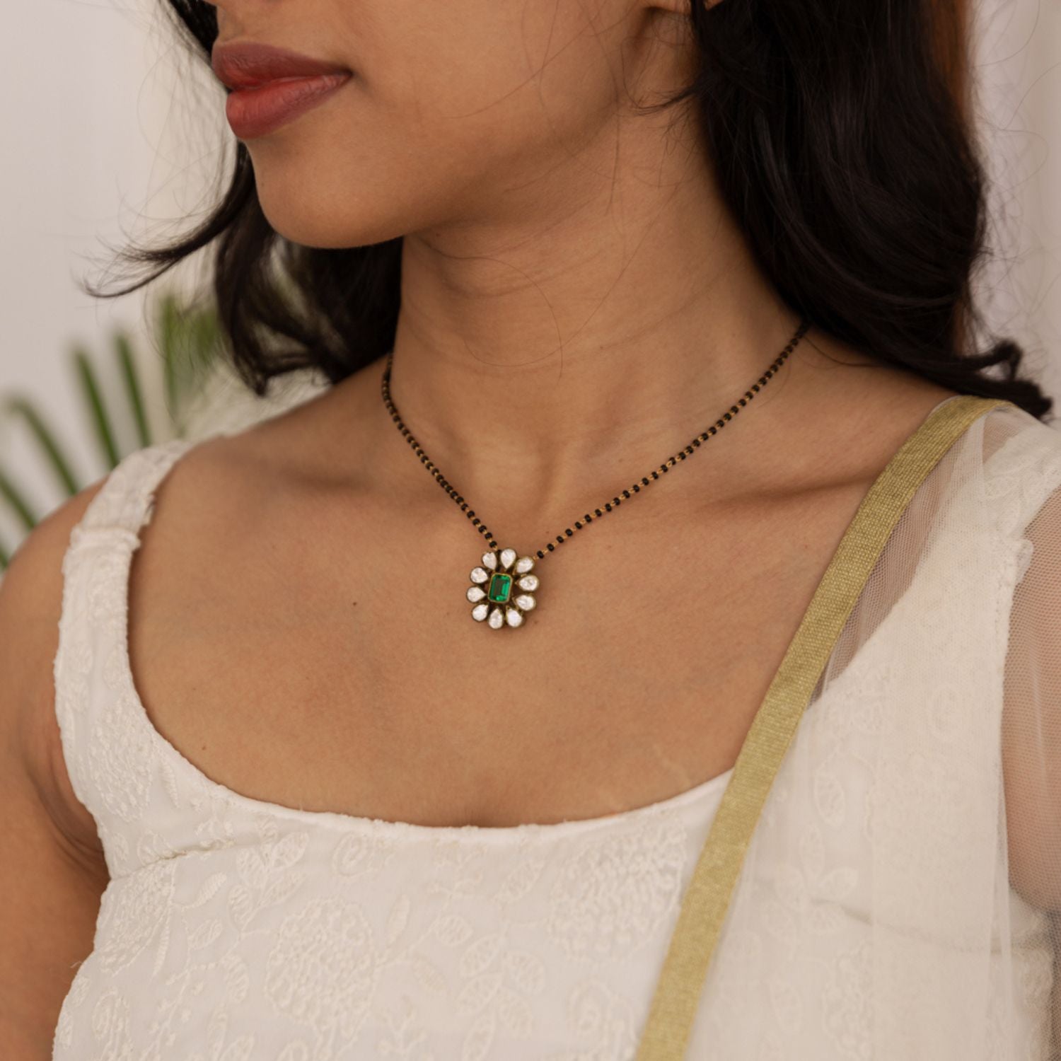 Udita Green Polki Mangalsutra