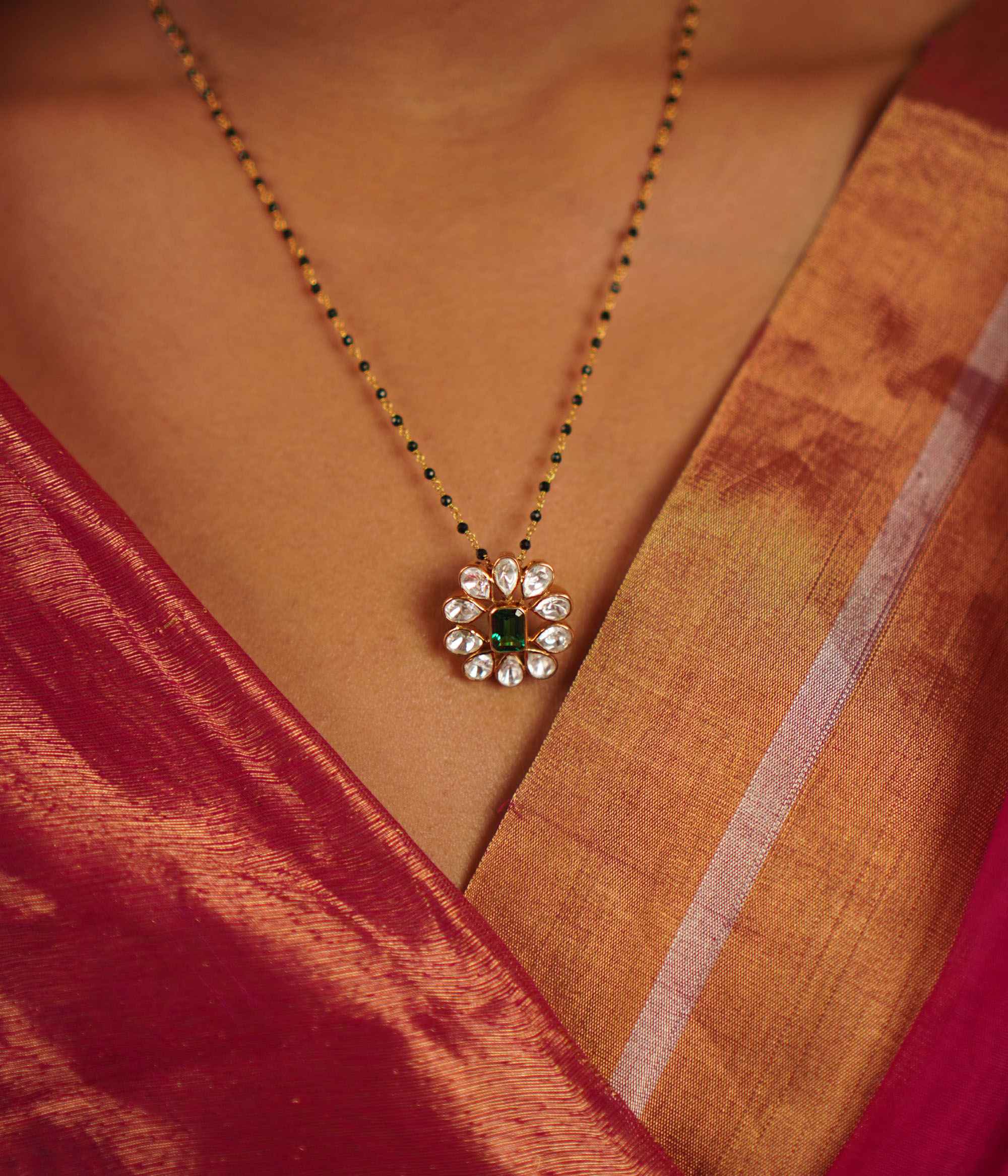 Udita Green Polki Mangalsutra