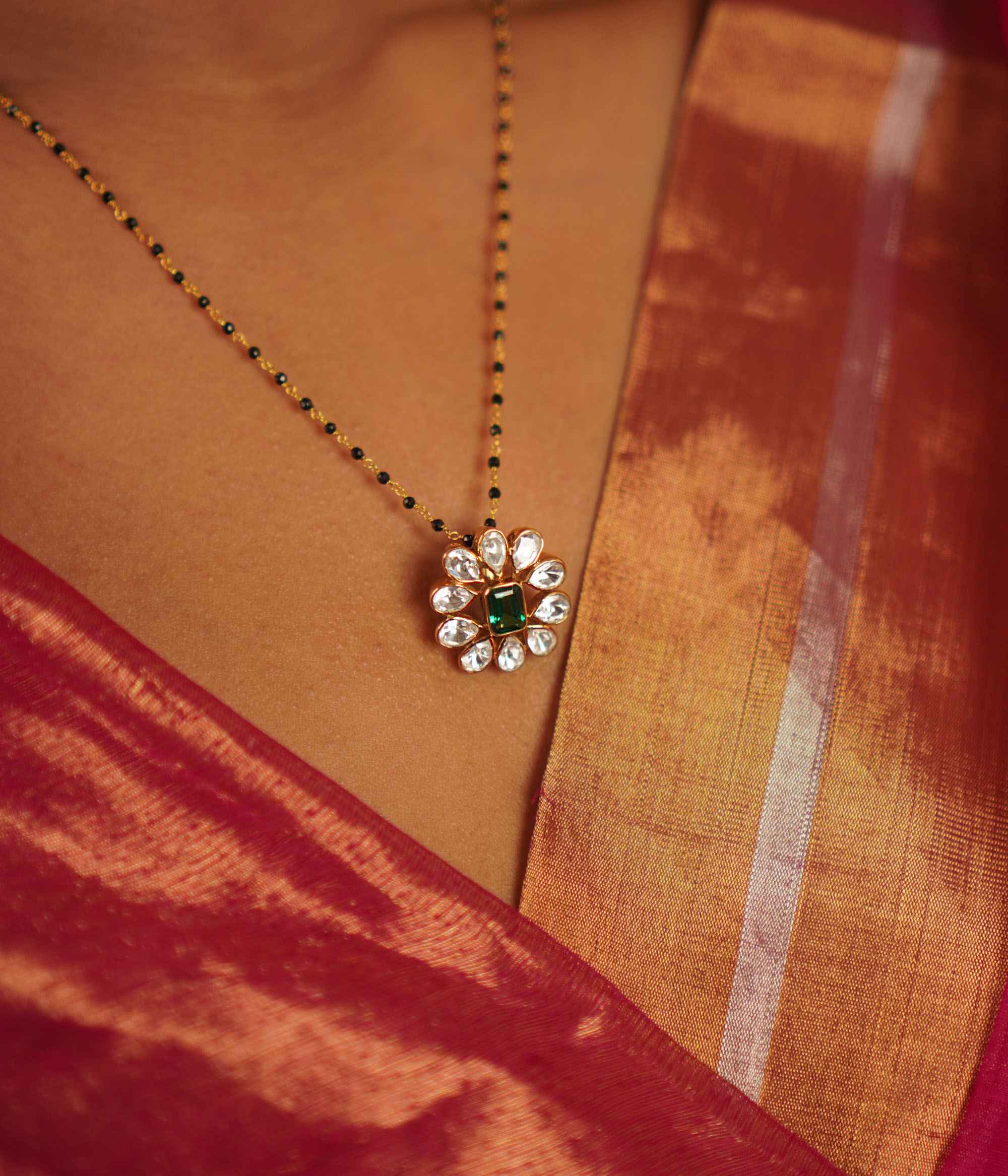 Udita Green Polki Mangalsutra
