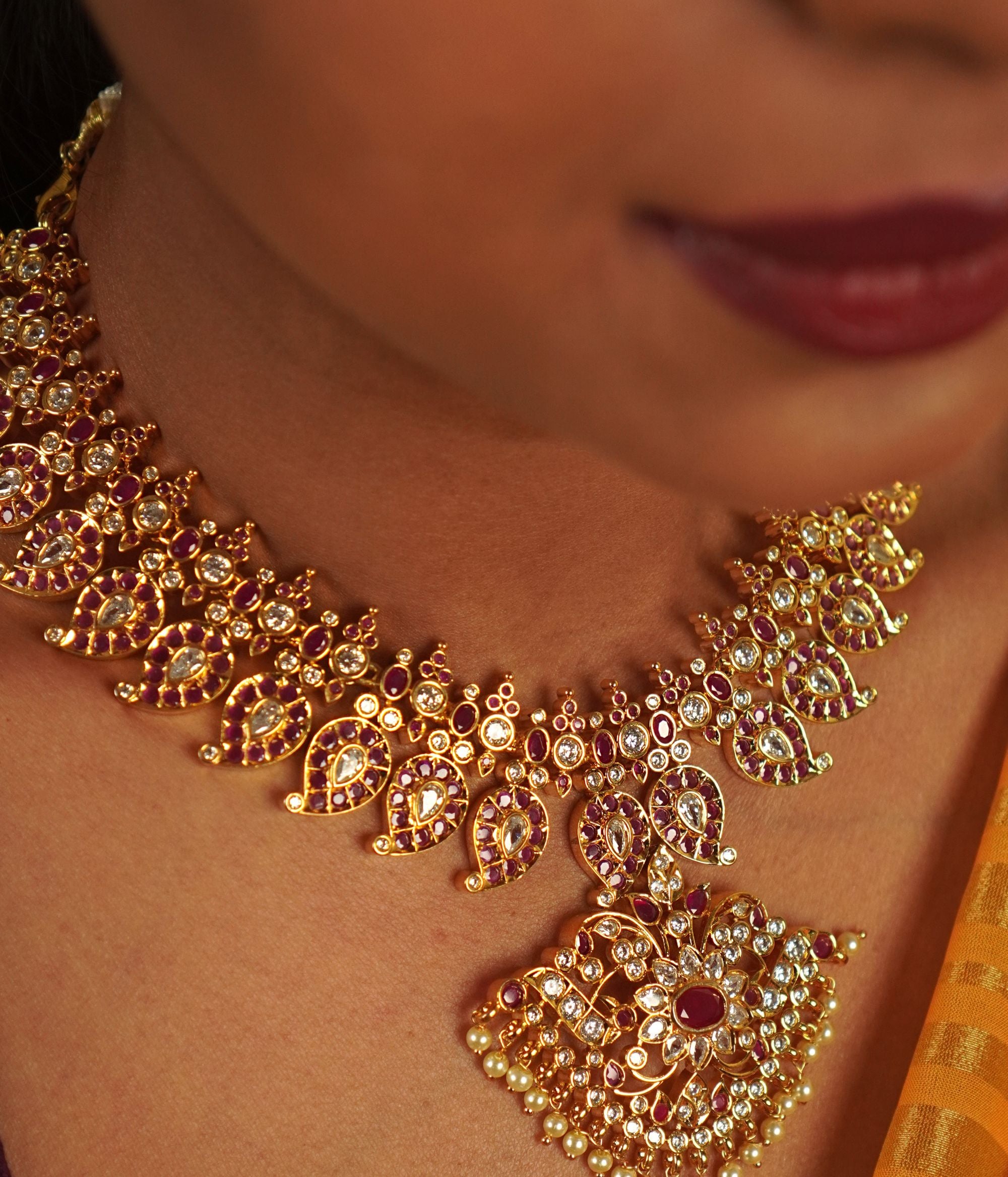 92.5 silver ethnic necklace Akara design for festive and bridal wear