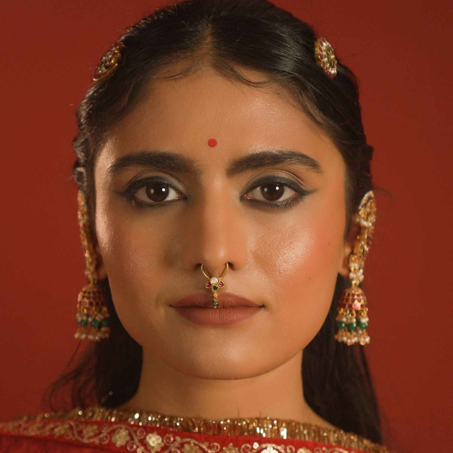 Lavali mini nose ring 925 silver kundan design