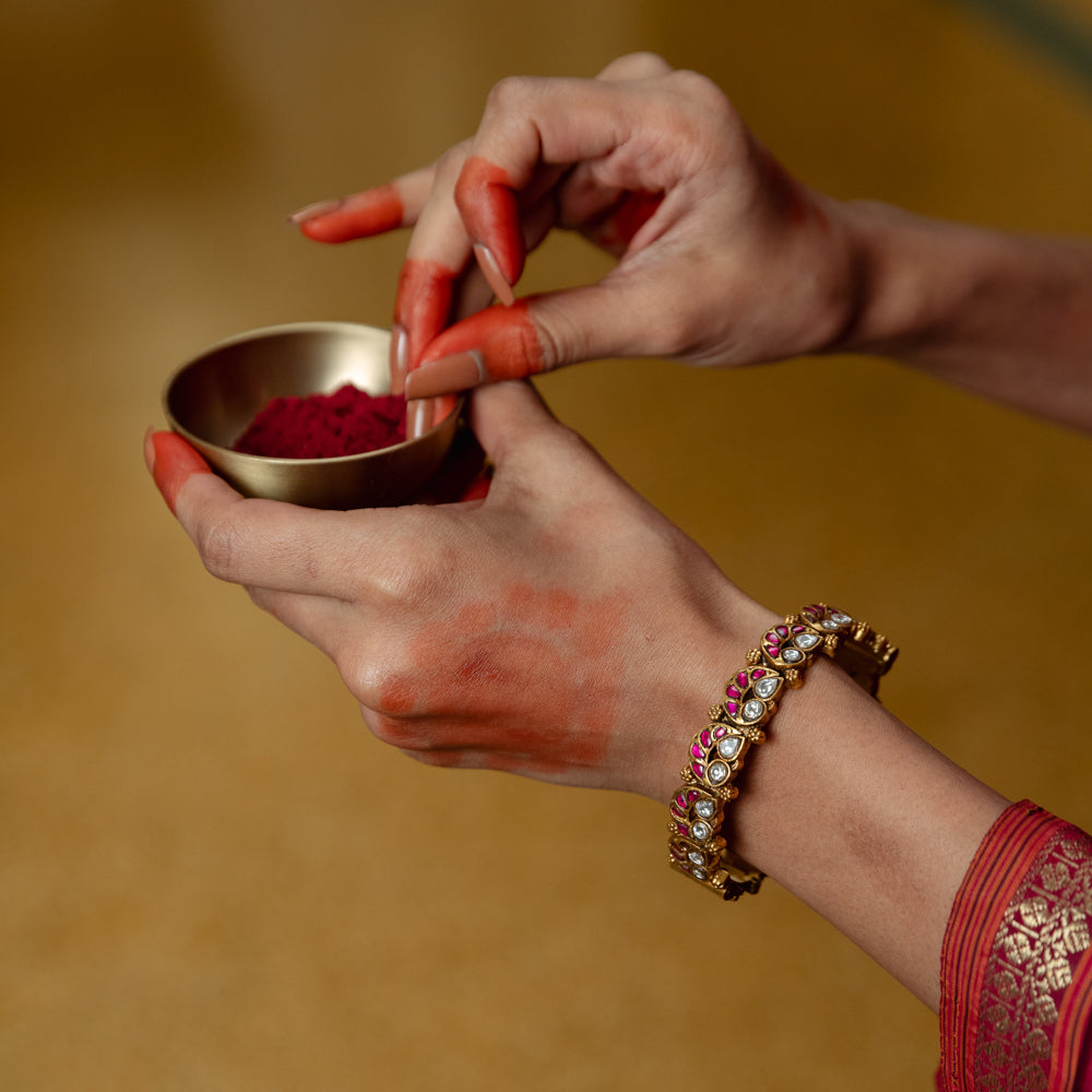 92.5 Sterling Silver Urvi Kundan Bangle Gold Plated