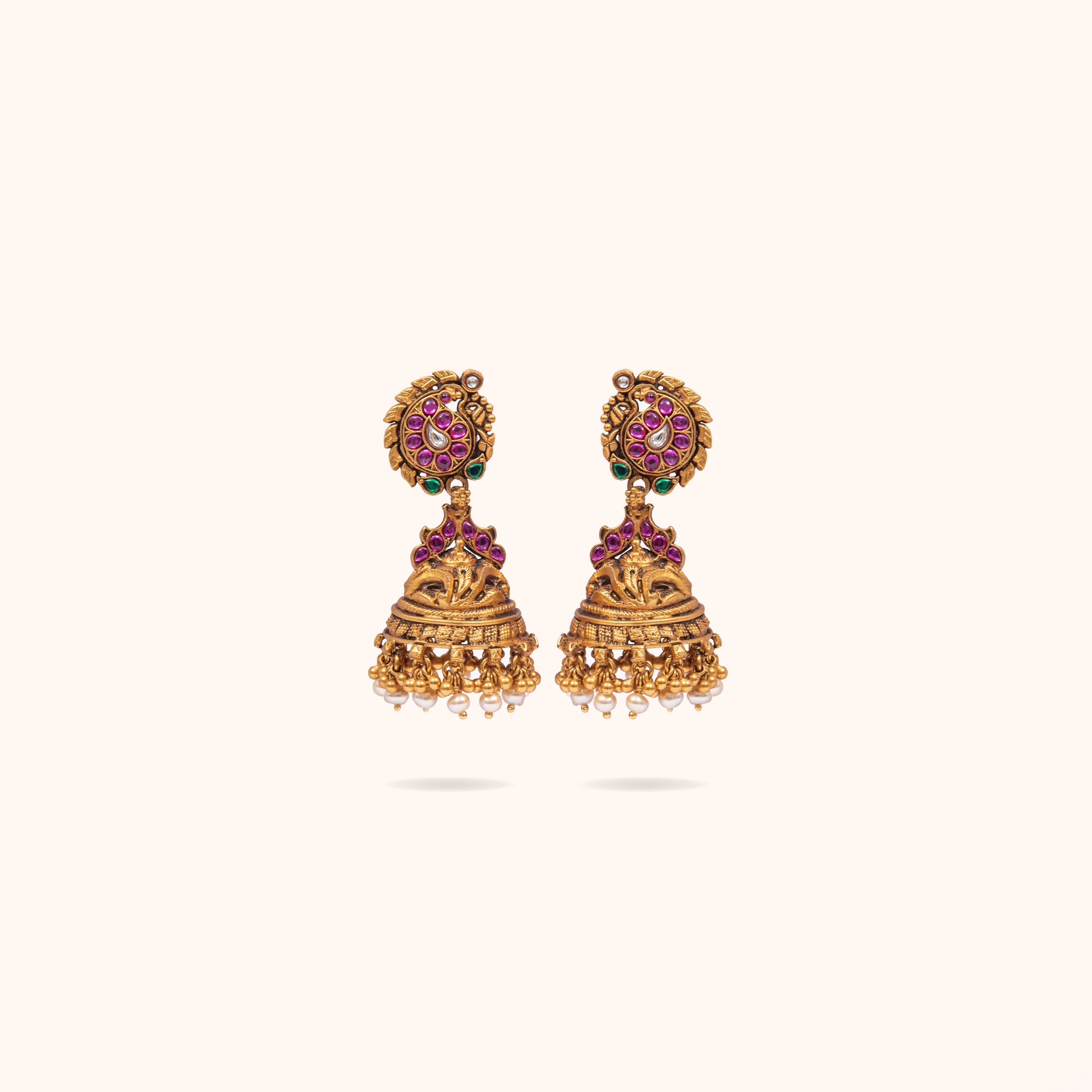92.5 Sterling Silver Ushra Nakshi Jhumki Gold Plated