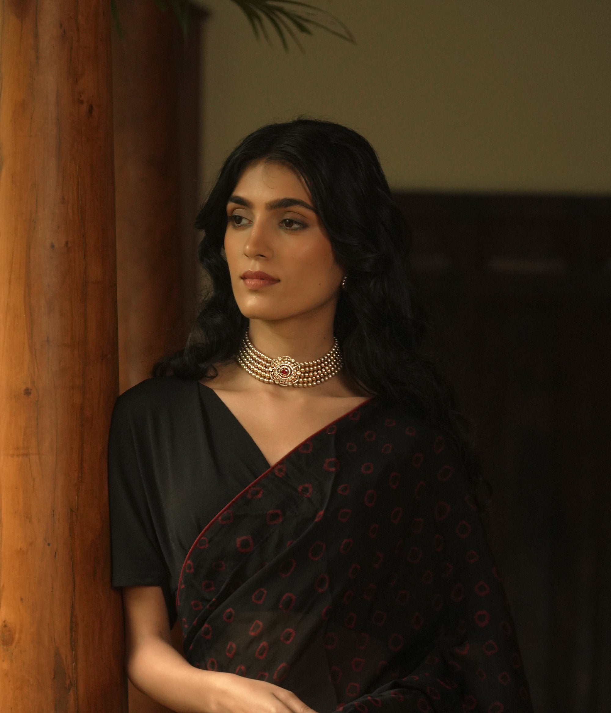 Vintage sunburst pendant silver choker with pink pearls