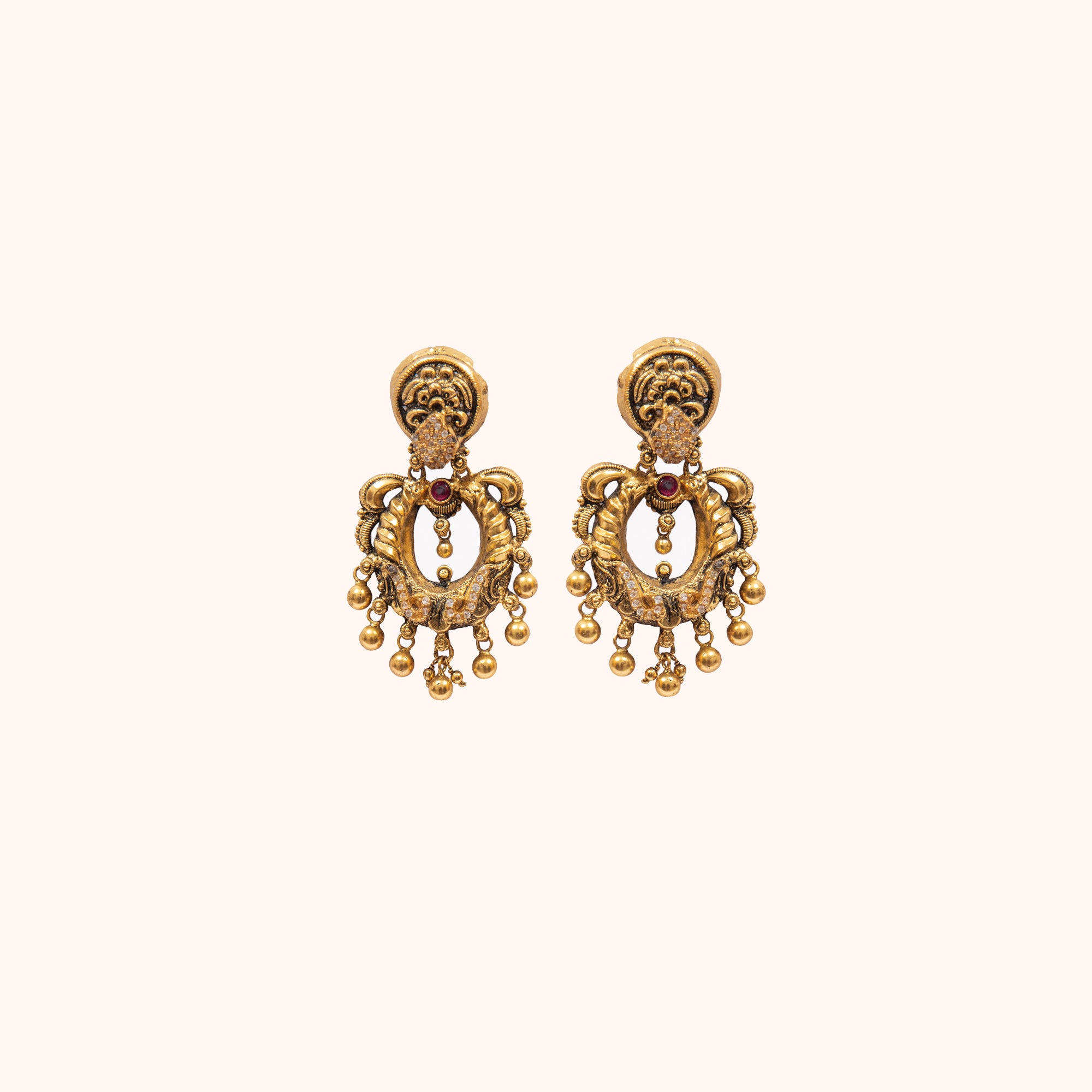 92.5 Sterling Silver Vanaja Chandbali Earrings Gold Plated