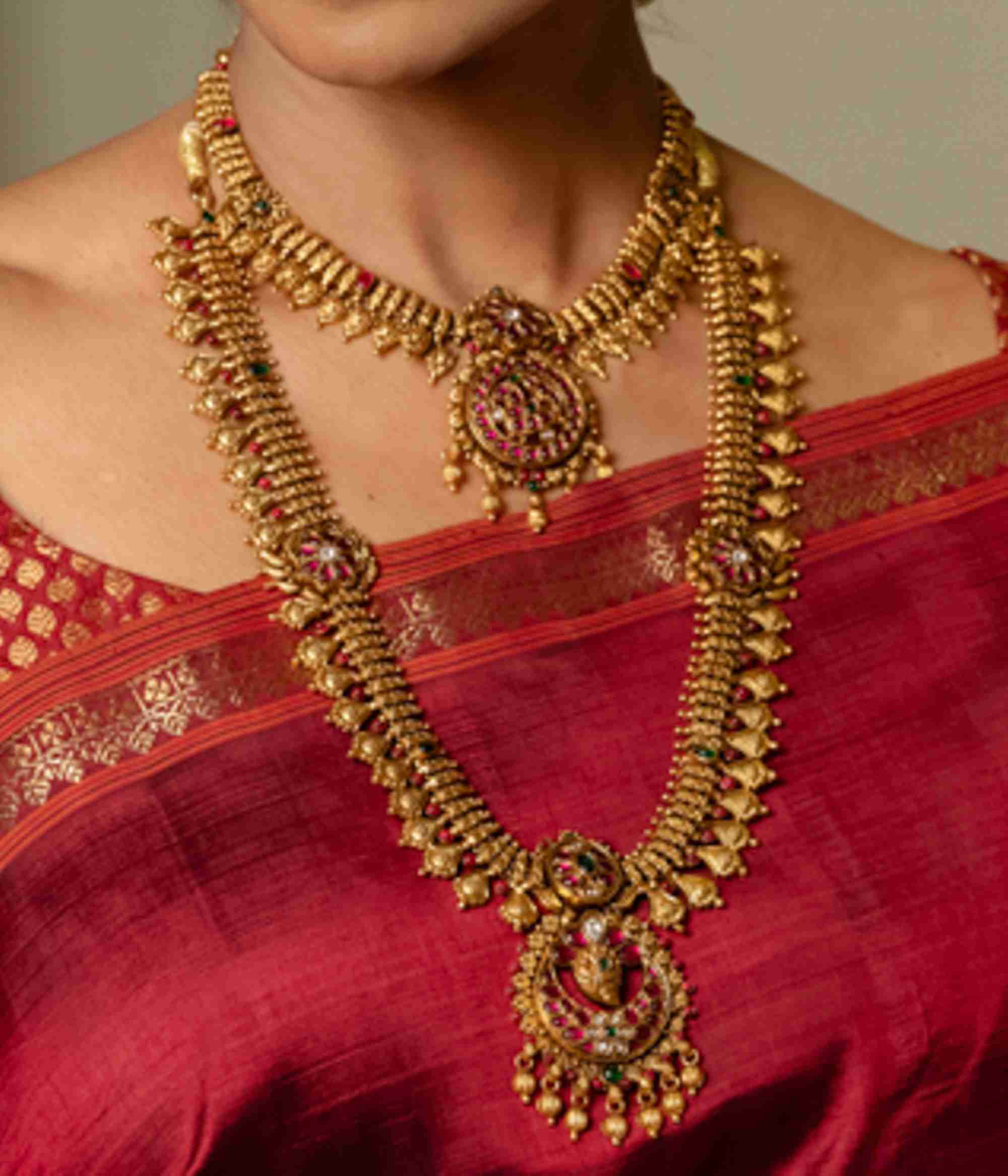 Traditional silver Nakshi Kundan necklace for festive and wedding wear