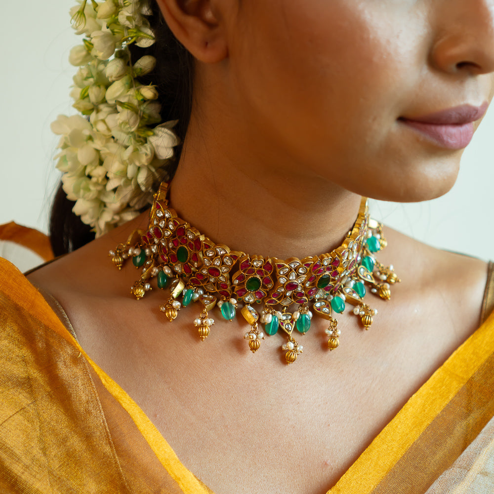 92.5 Sterling Silver Veera Necklace Gold Plated