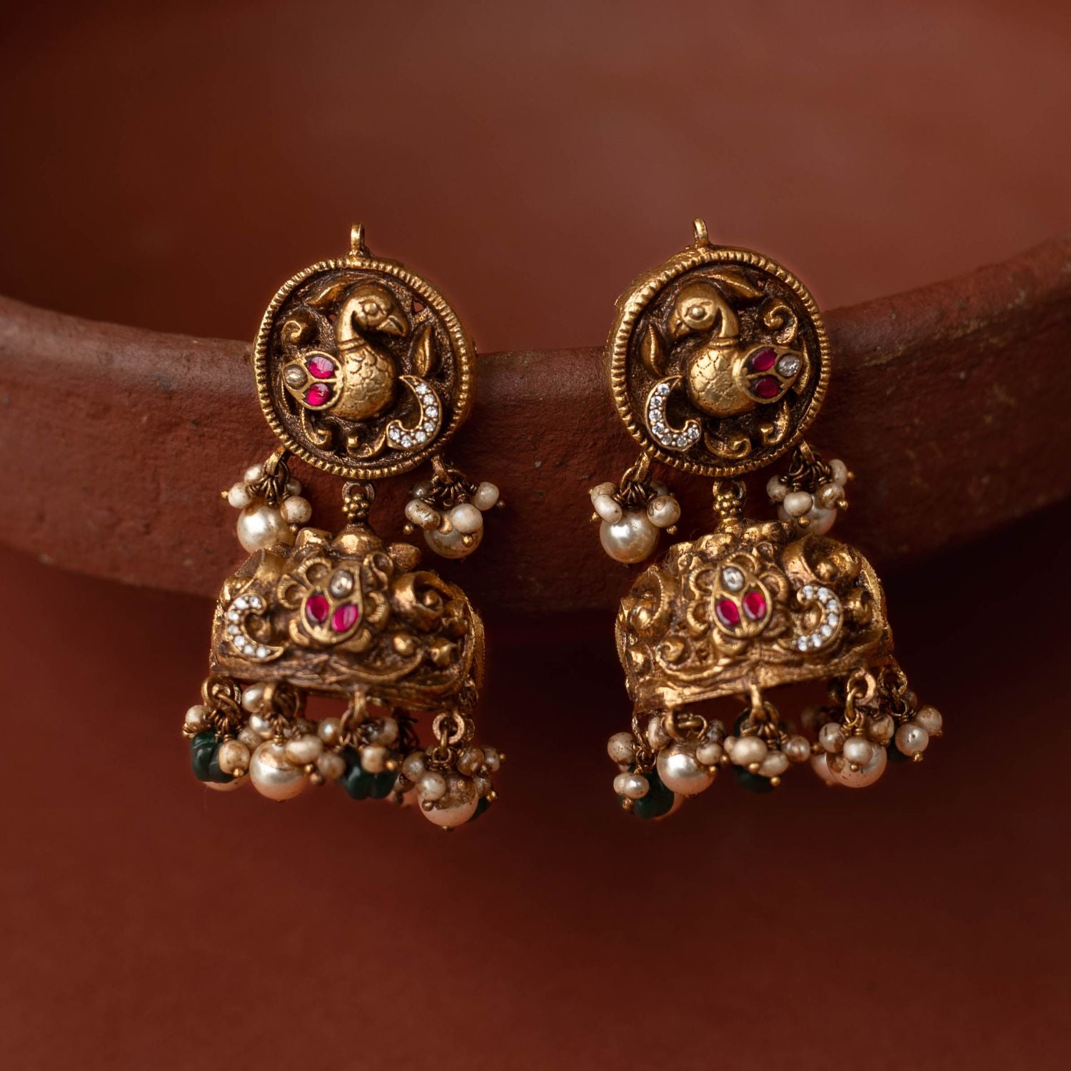 Vinitha kundan temple earrings in 92.5 silver – DivasMantra Chennai