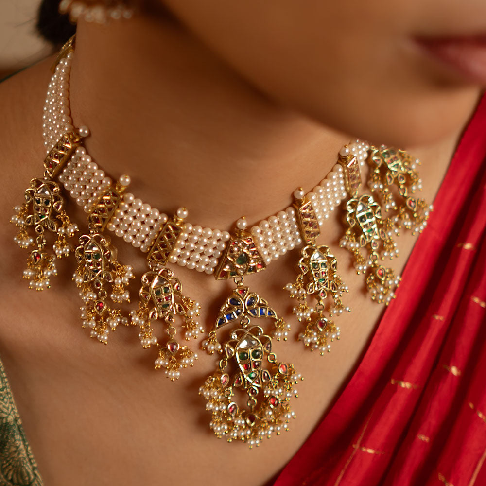 92.5 Sterling Silver Wamika necklace Gold Plated