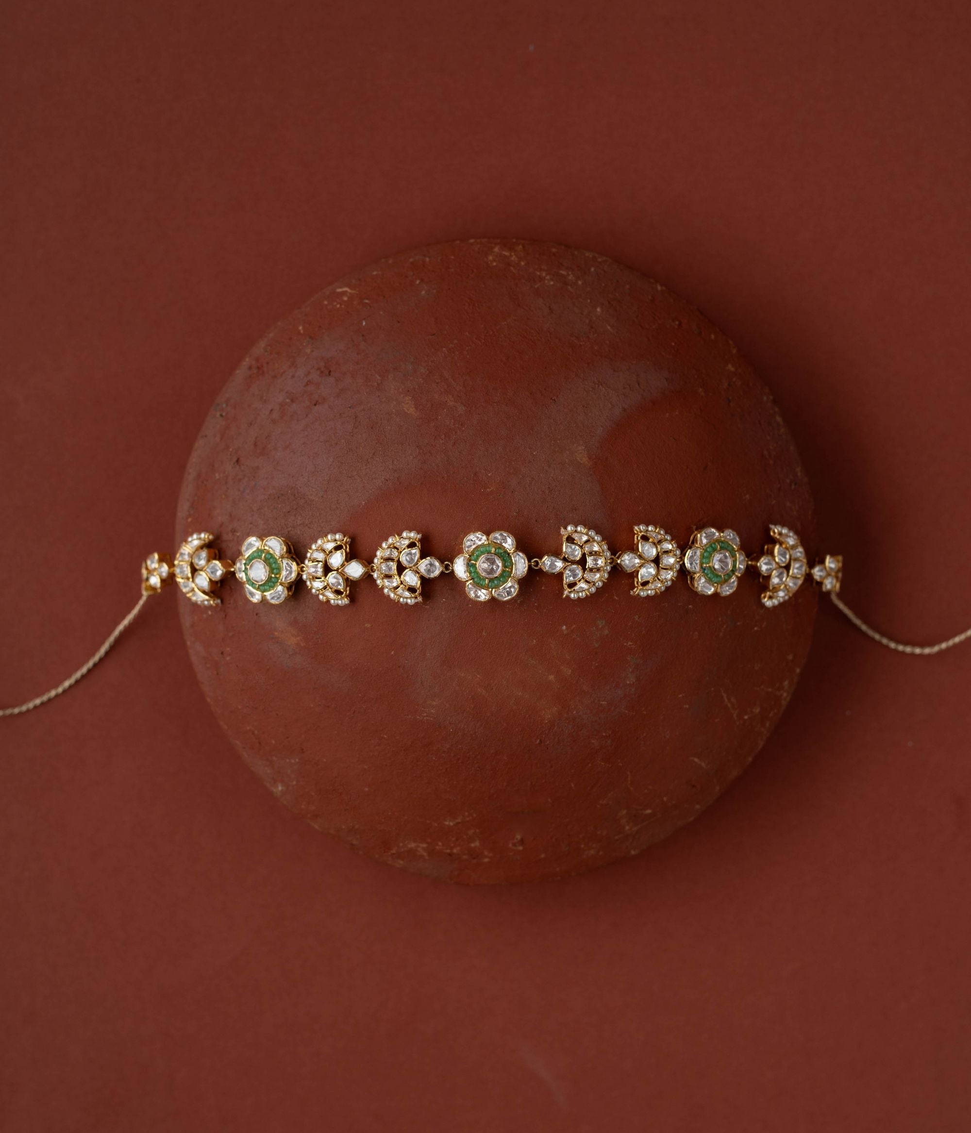 whimsical elegance with Polki and beads florals in gold-plated silver, evoking boundless stories.