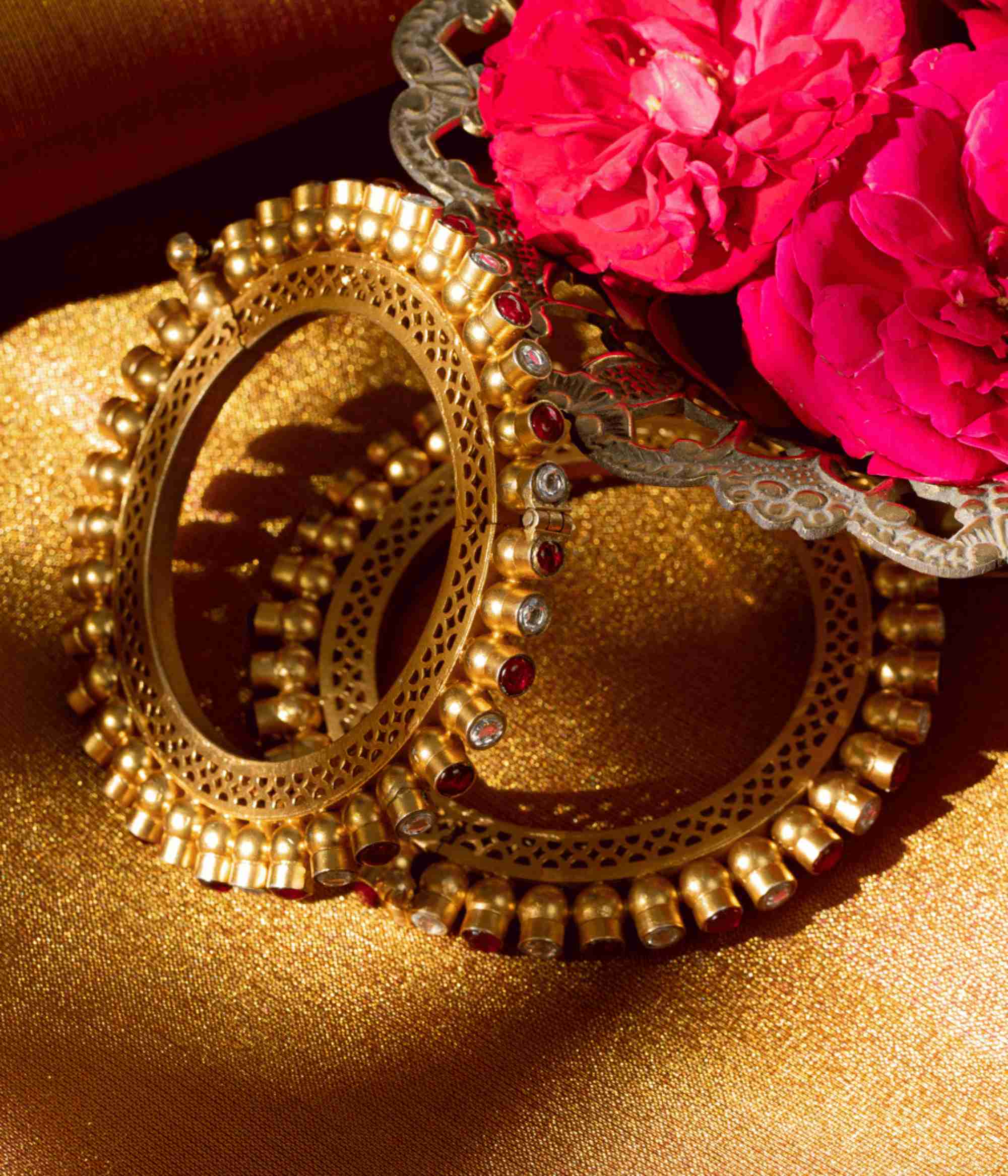 92.5 Sterling Silver Zyana Kundan Bangle Gold Plated