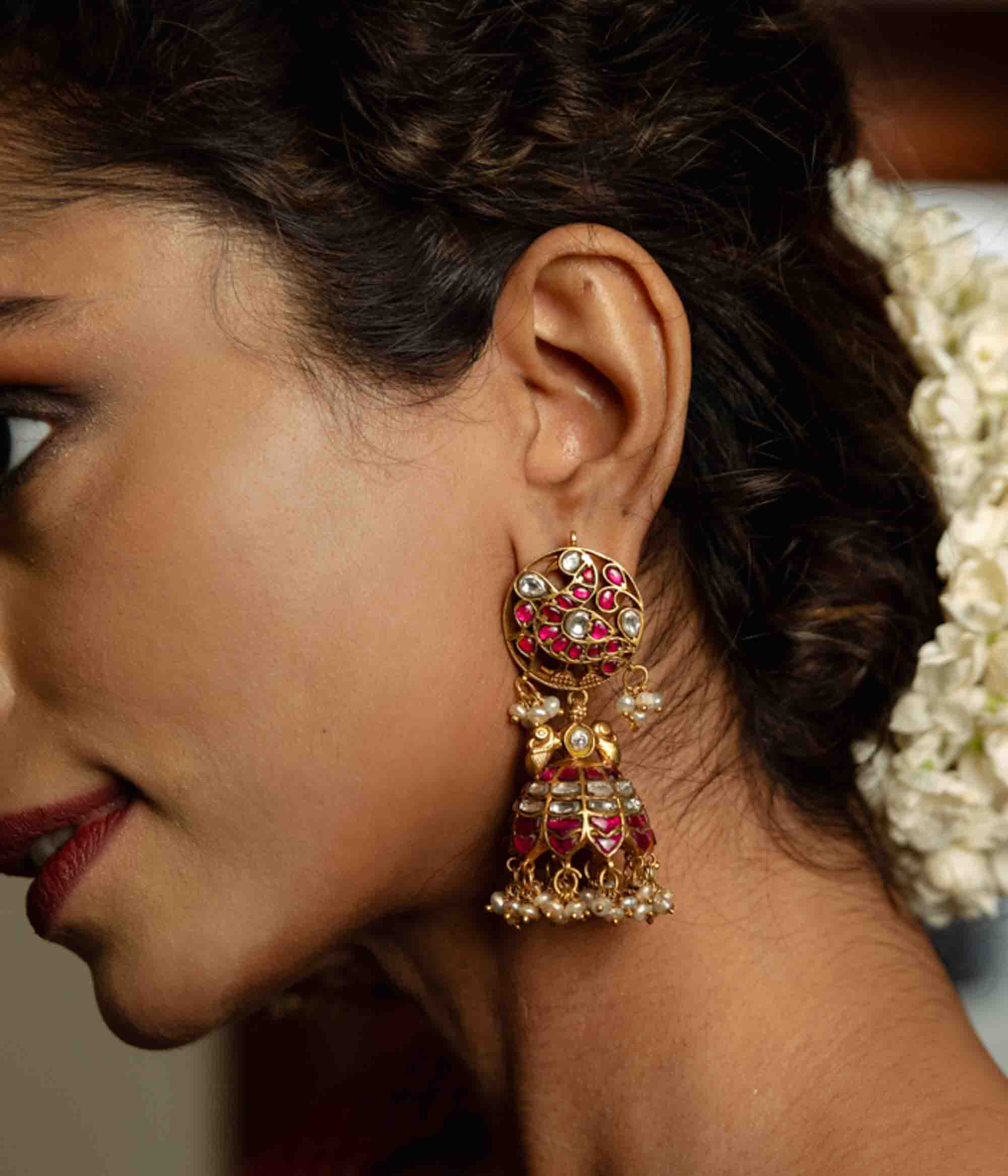 Mayura Exquisite Peacock Kundan Jhumka