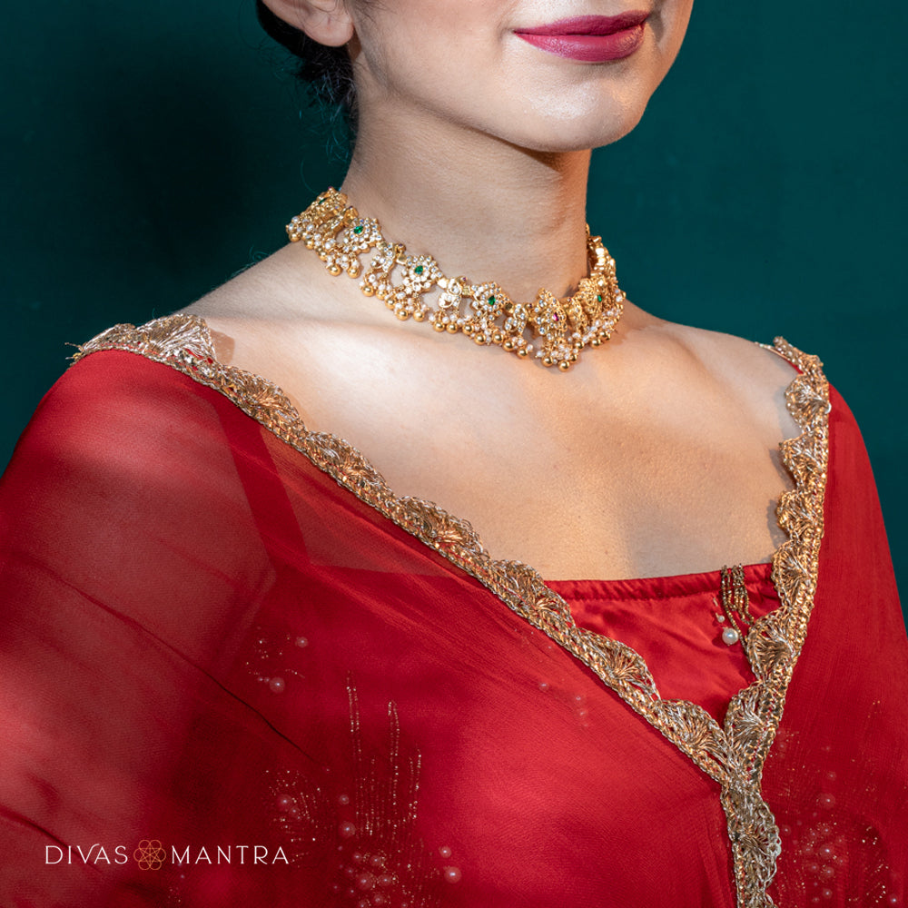 Handcrafted silver necklace with CZ stones for a radiant look